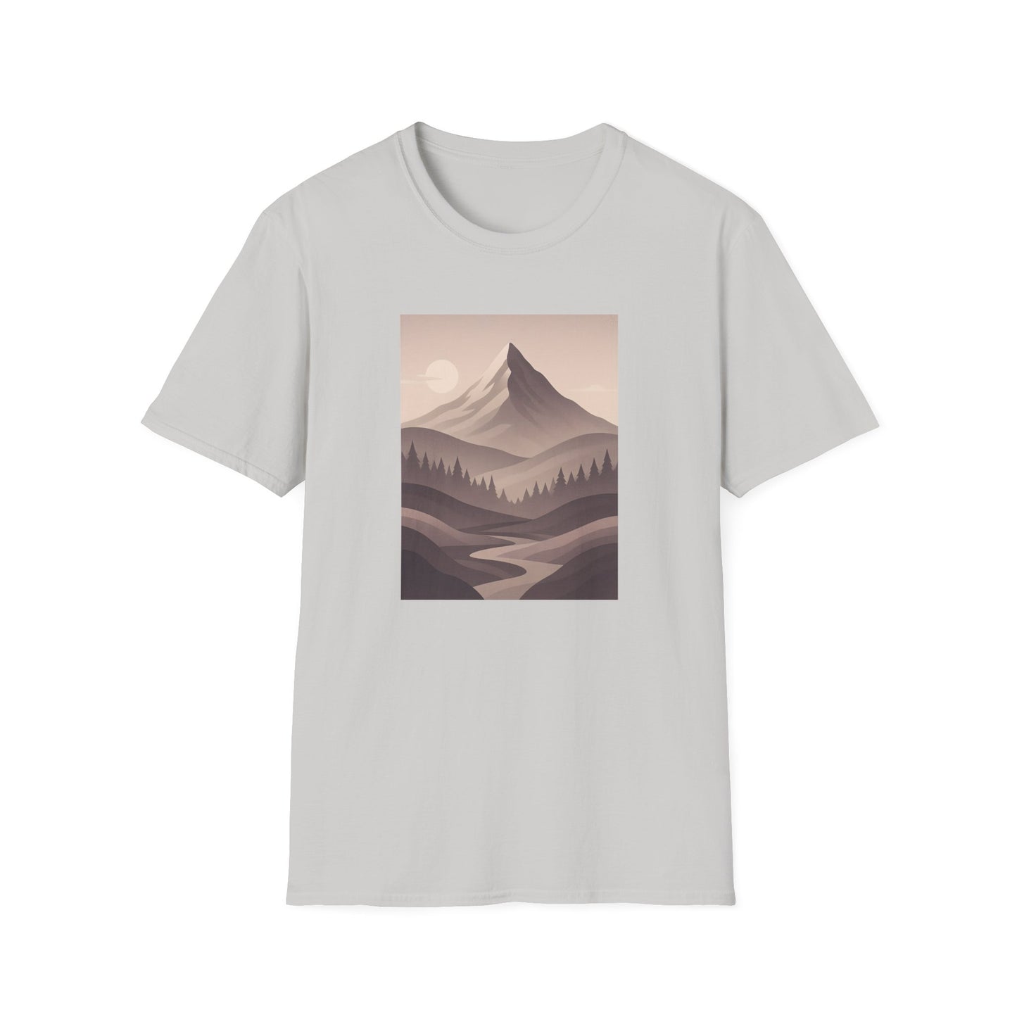 Layered Valley Greyscale Landscape T-shirt