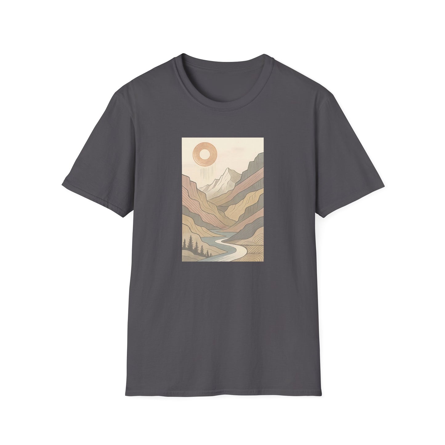 Deep Sun Over Geometrical Mountain Valley T-shirt
