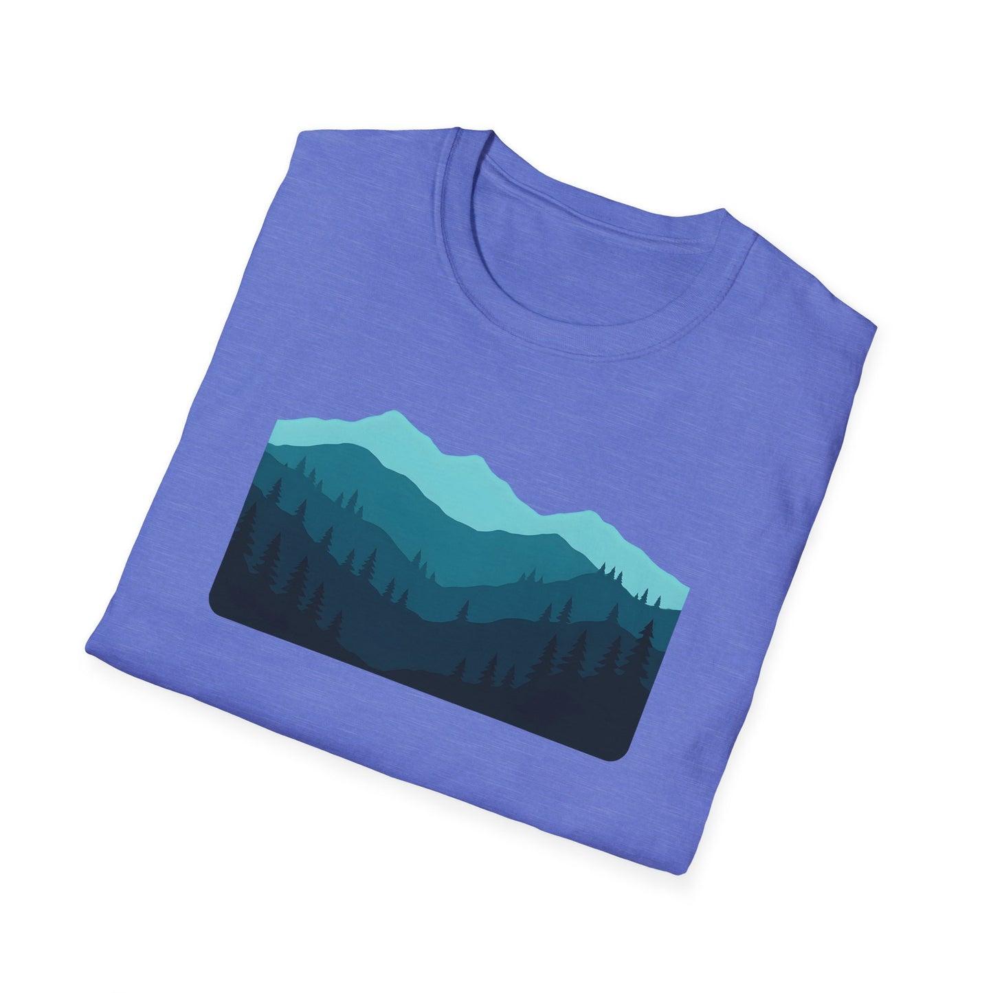 Layered Teal Mountain Landscape T-shirt