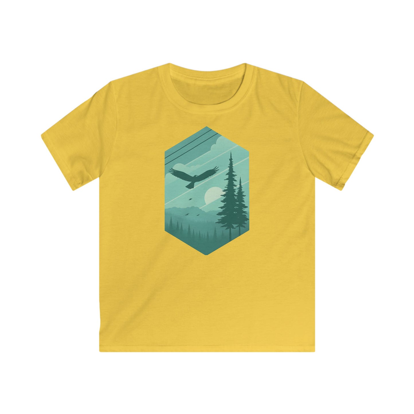 Children’s Soaring Eagle Over Green Pines T-shirt