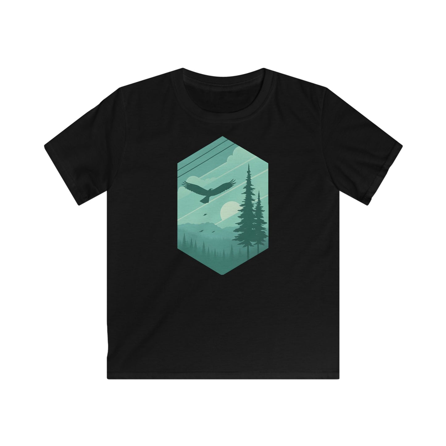 Children’s Soaring Eagle Over Green Pines T-shirt