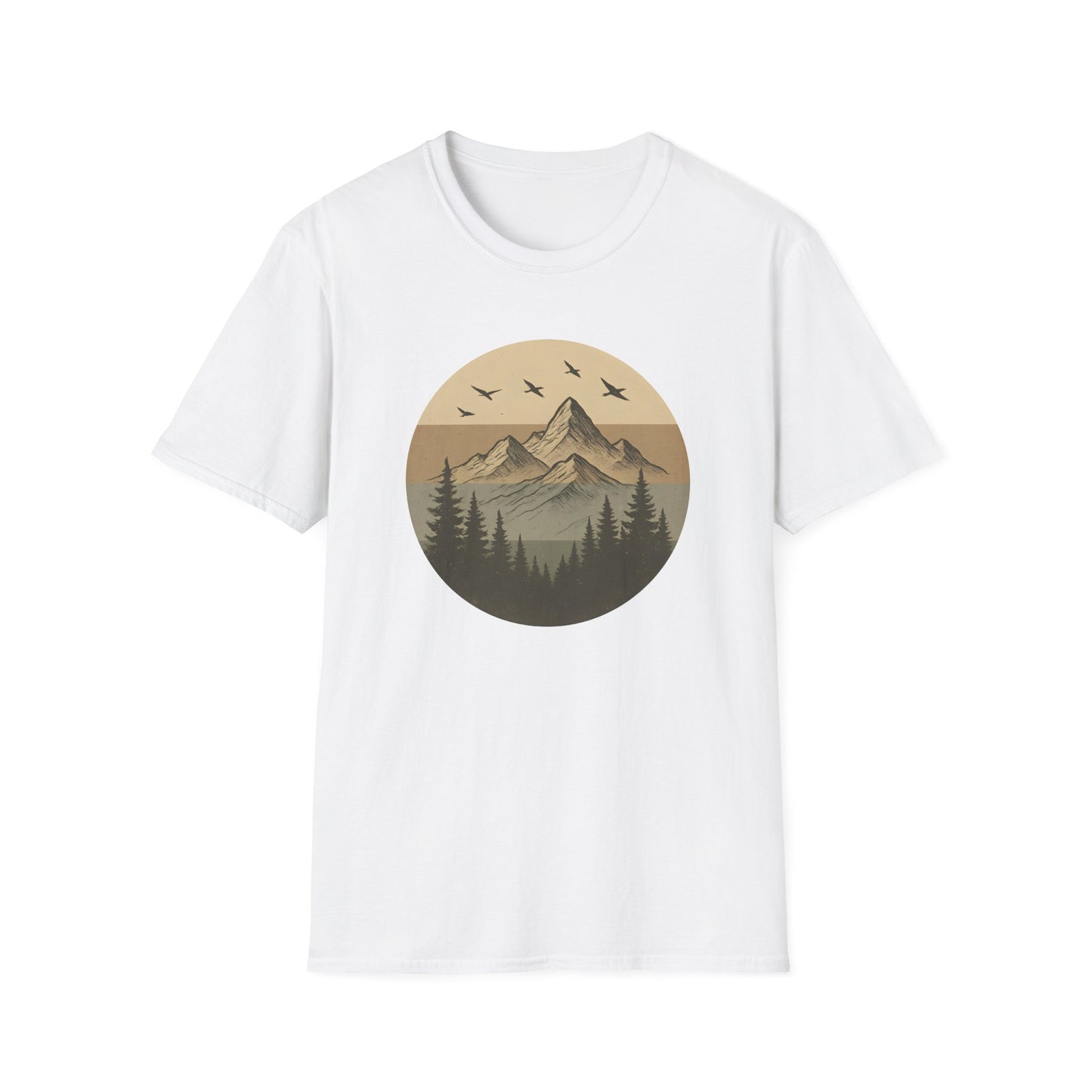 Retro Mountain Landscape Earth Tones T-shirt