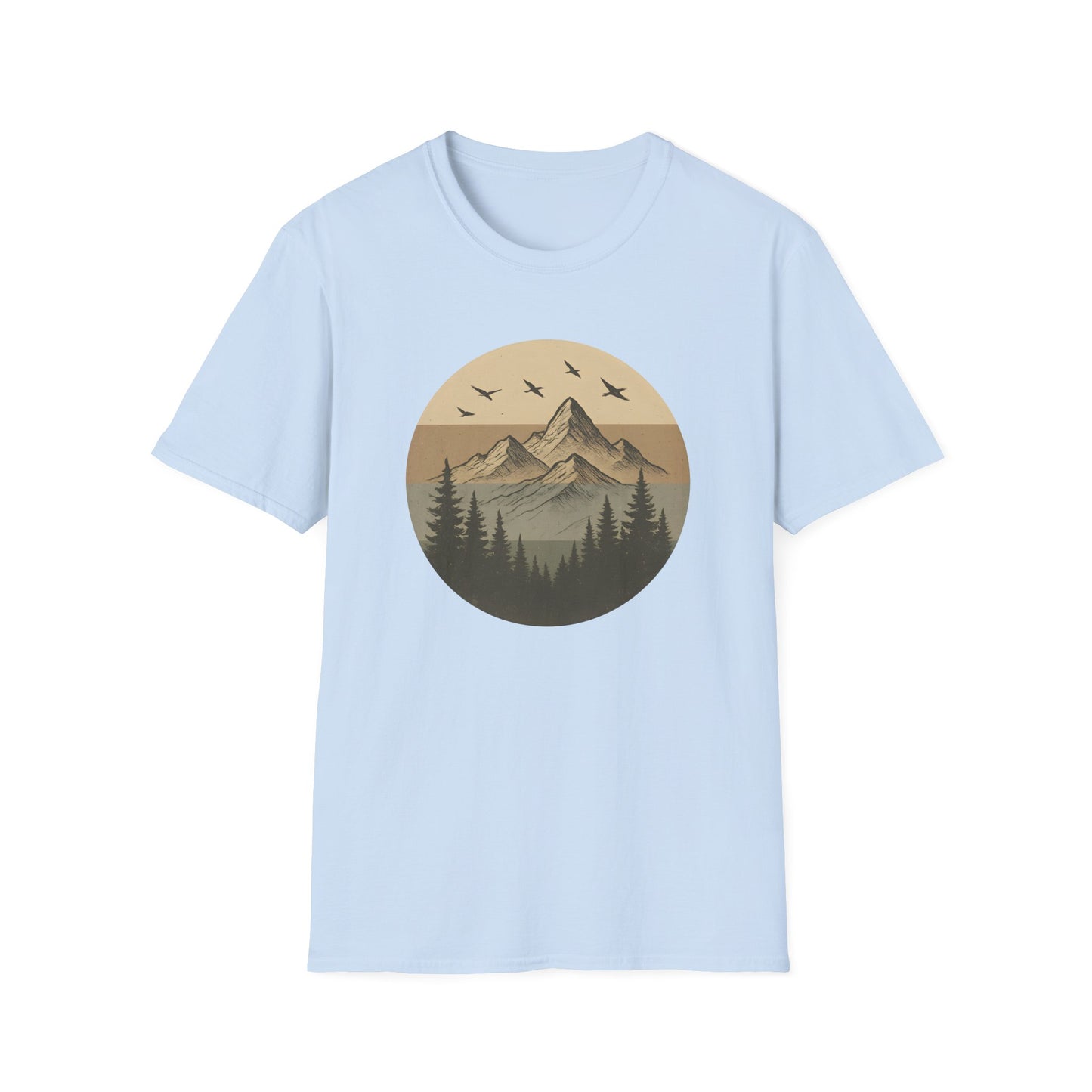 Retro Mountain Landscape Earth Tones T-shirt