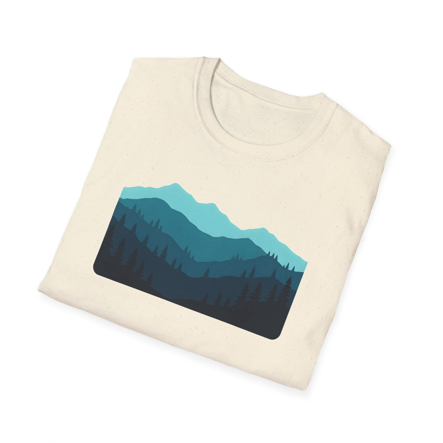 Layered Teal Mountain Landscape T-shirt