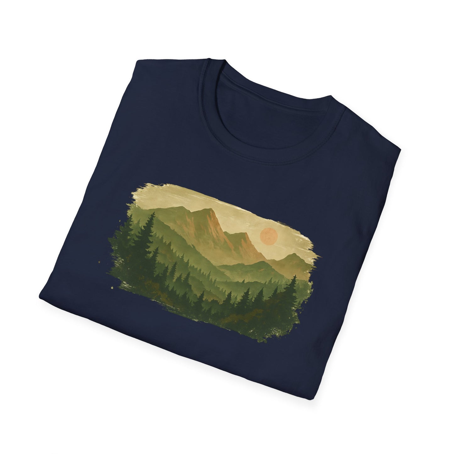 Brushstroke Green Mountain Landscape T-shirt
