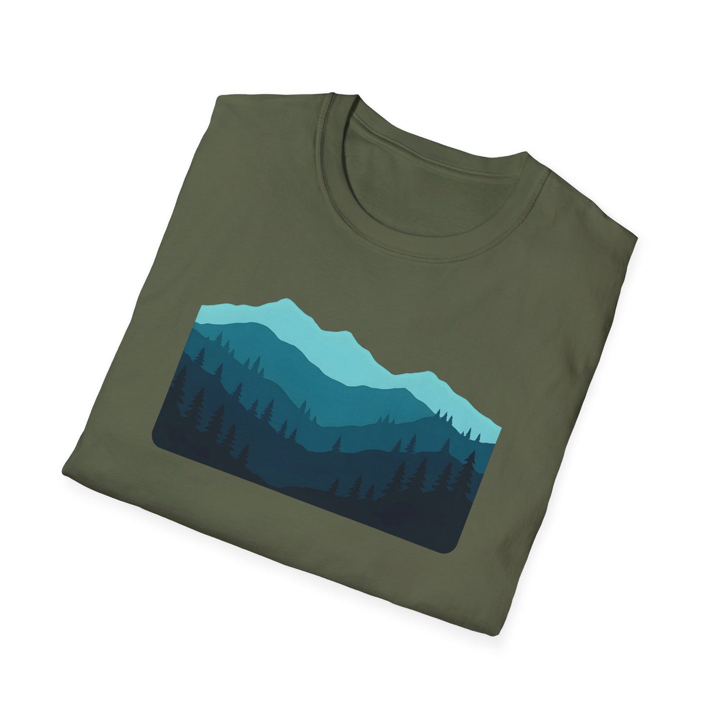 Layered Teal Mountain Landscape T-shirt