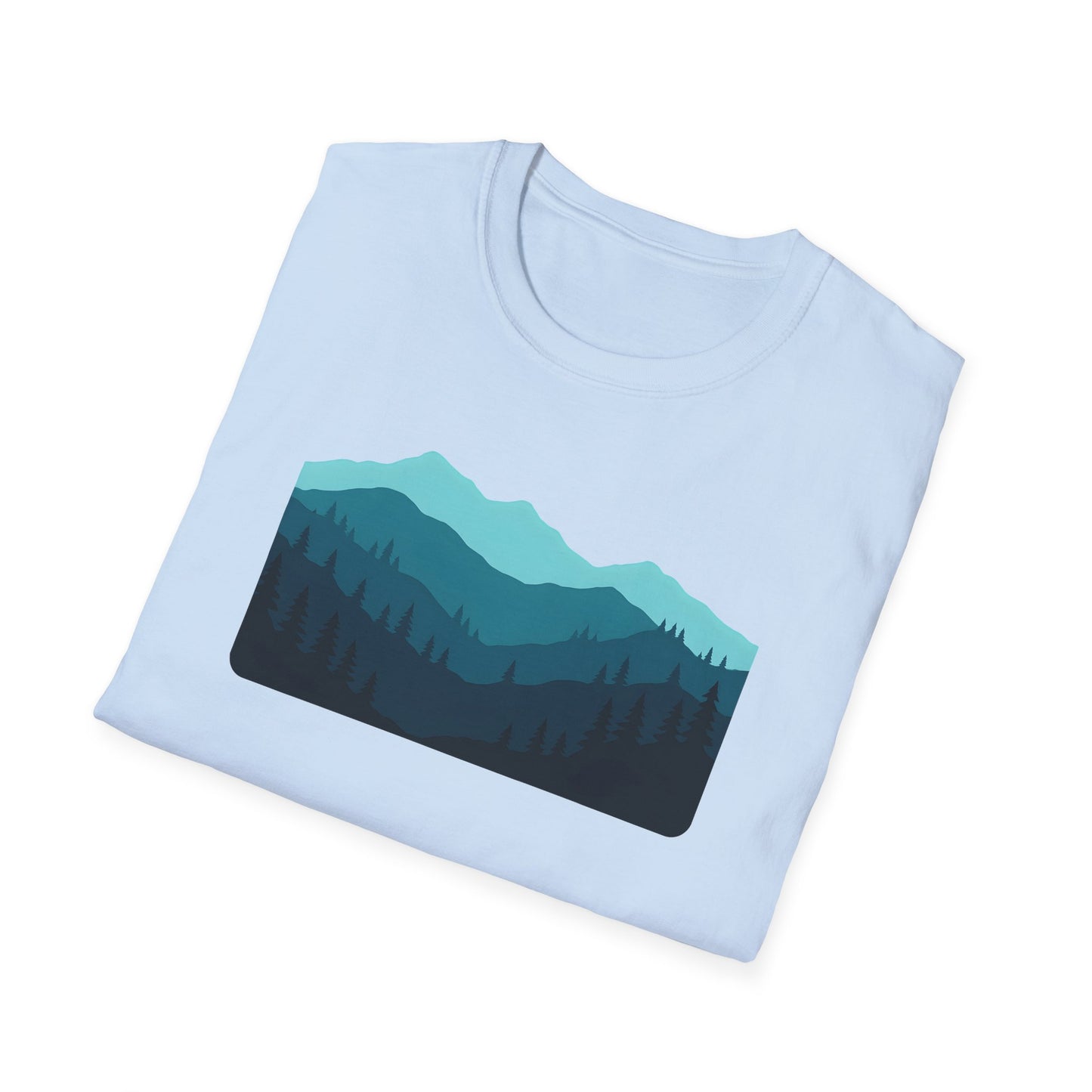 Layered Teal Mountain Landscape T-shirt