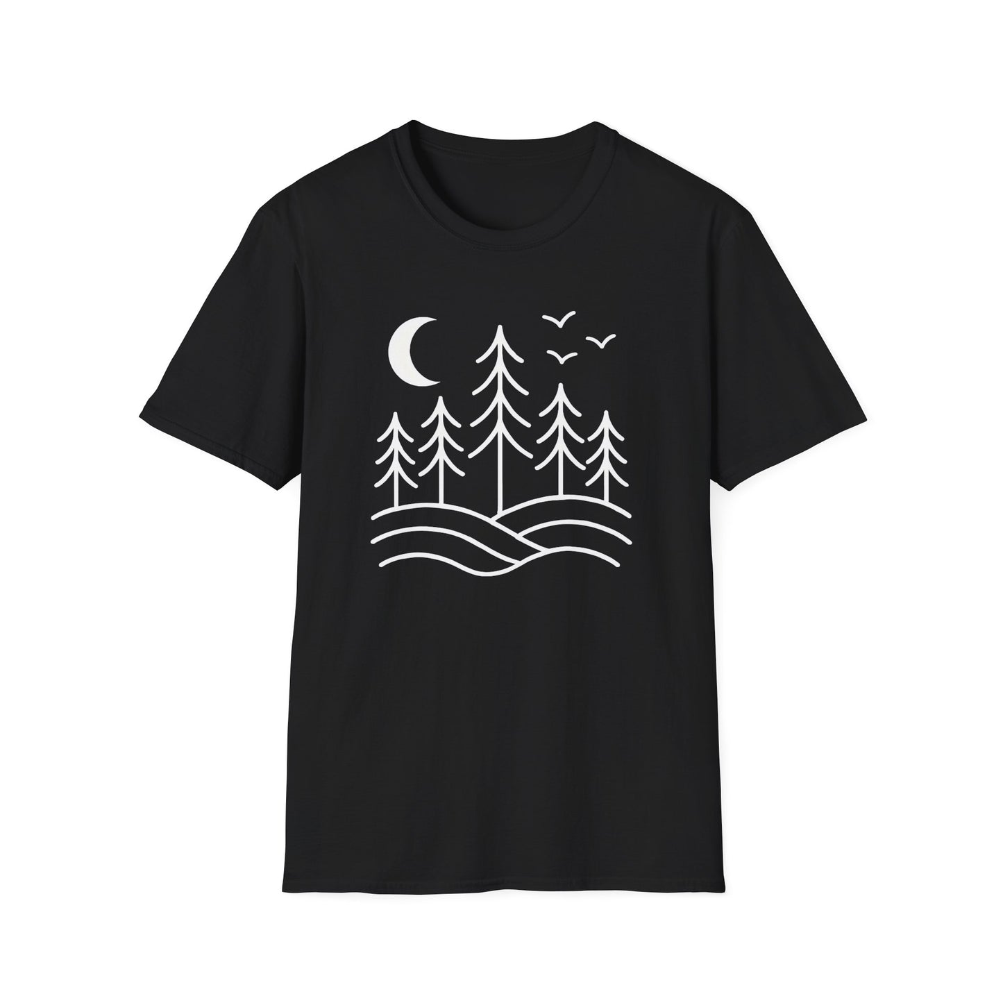 Minimalist Pines Under The Moon T-shirt