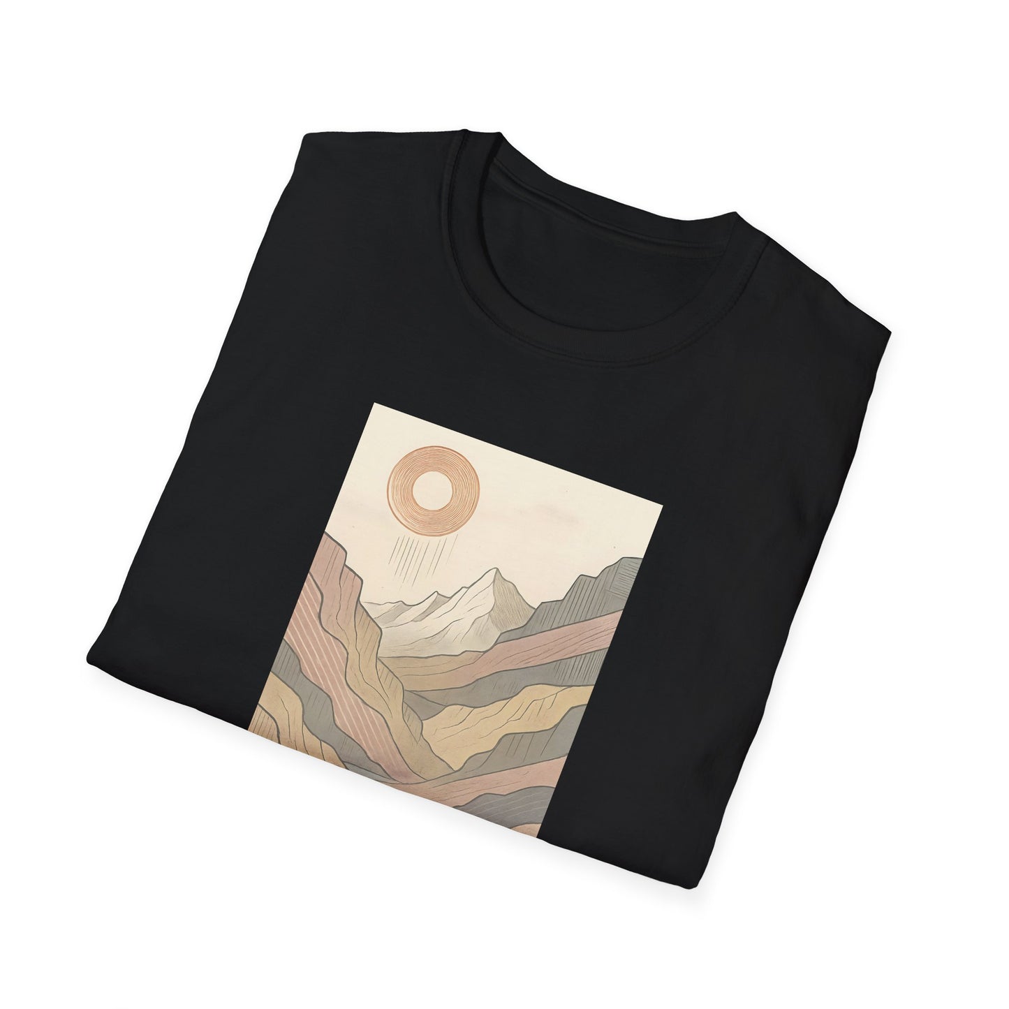 Deep Sun Over Geometrical Mountain Valley T-shirt