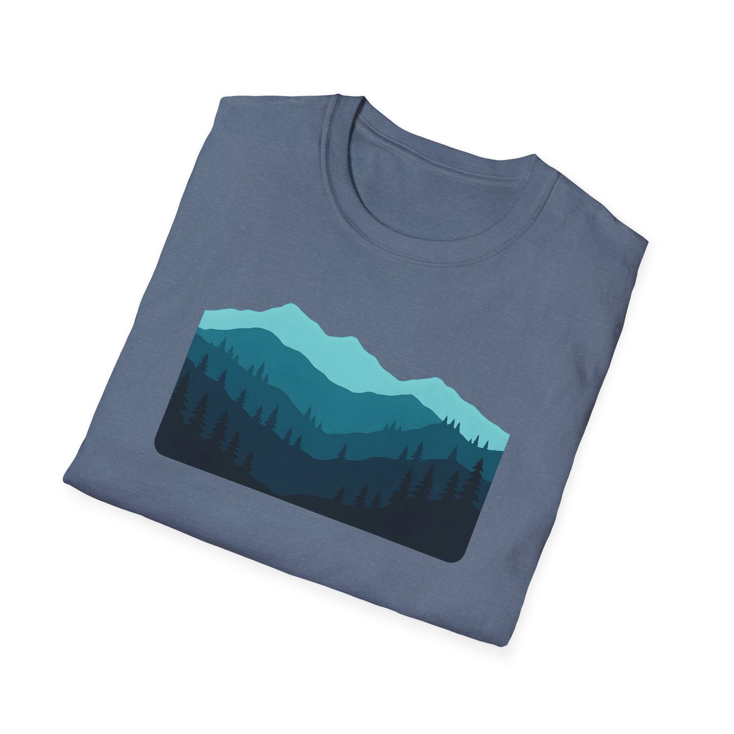 Layered Teal Mountain Landscape T-shirt