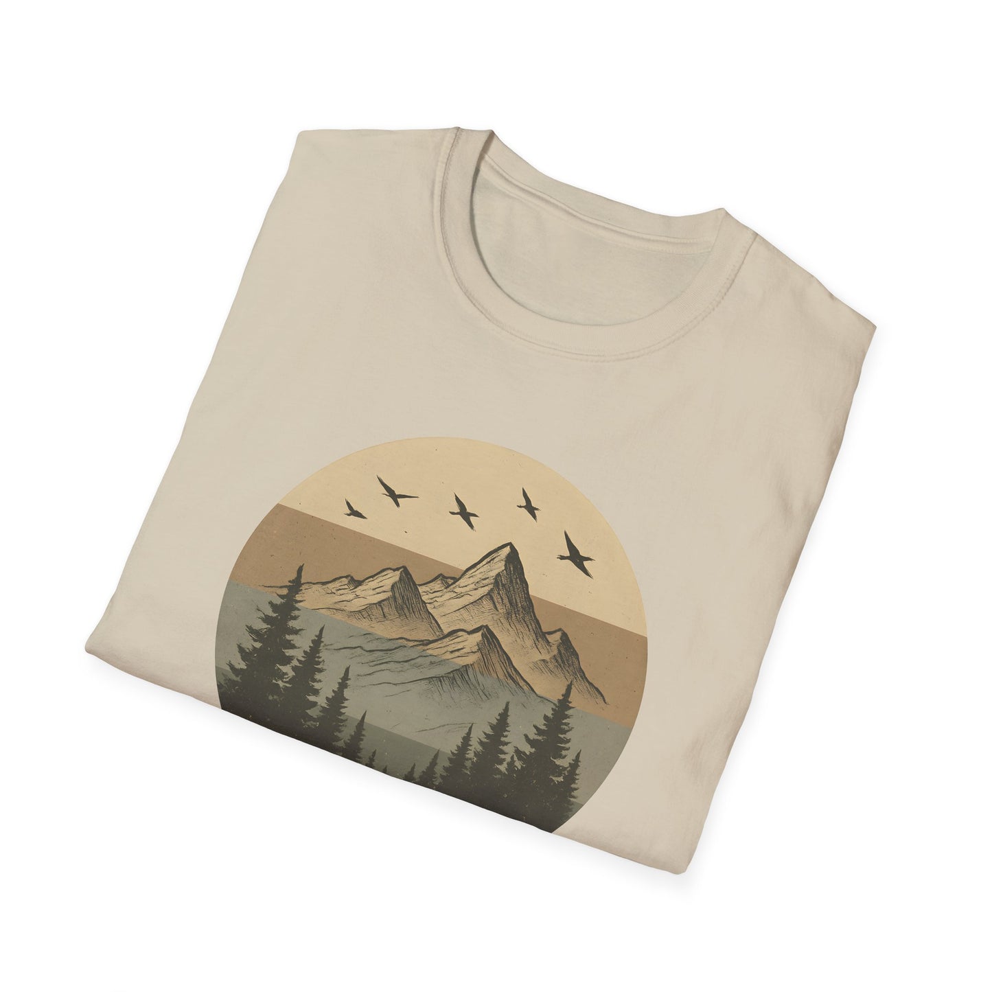 Retro Mountain Landscape Earth Tones T-shirt