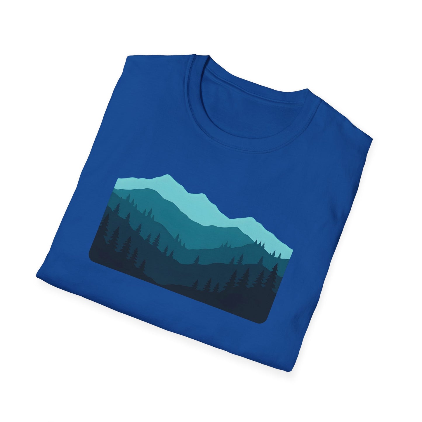 Layered Teal Mountain Landscape T-shirt