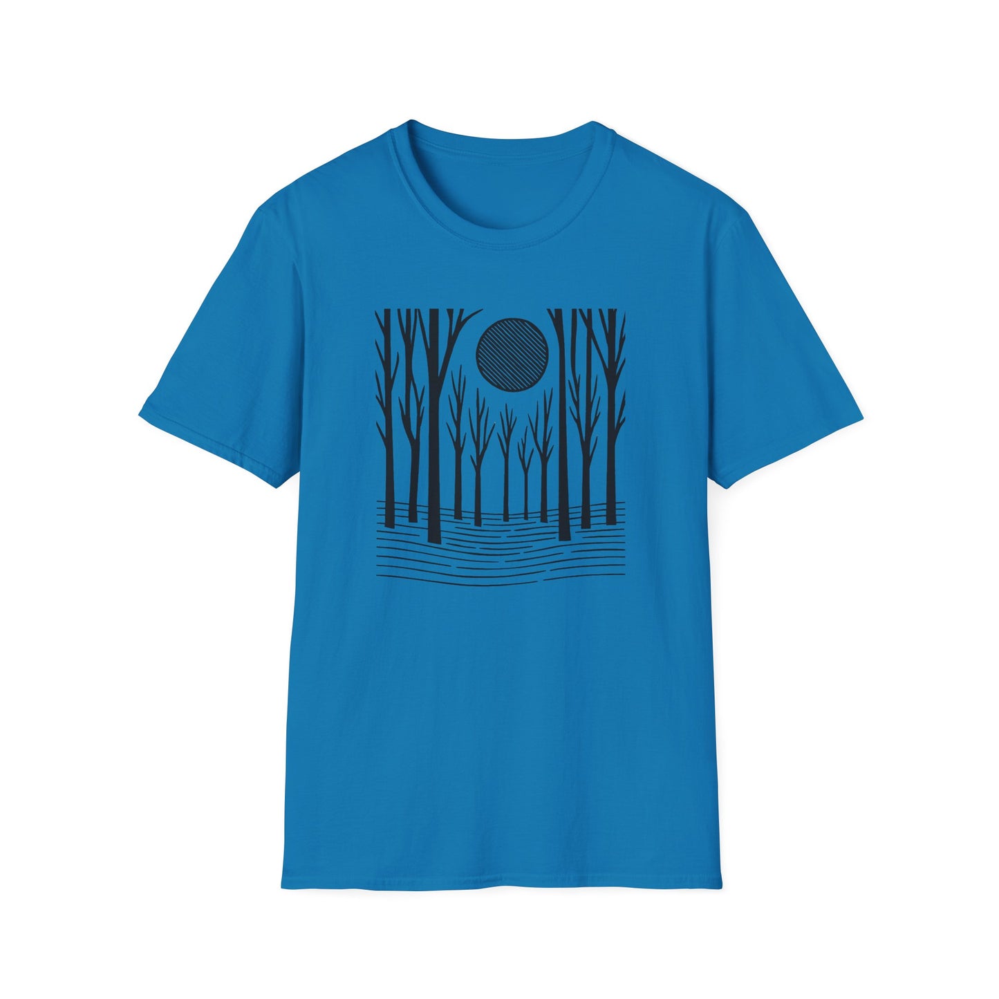 Striped Moon Over Winter Forest T-shirt