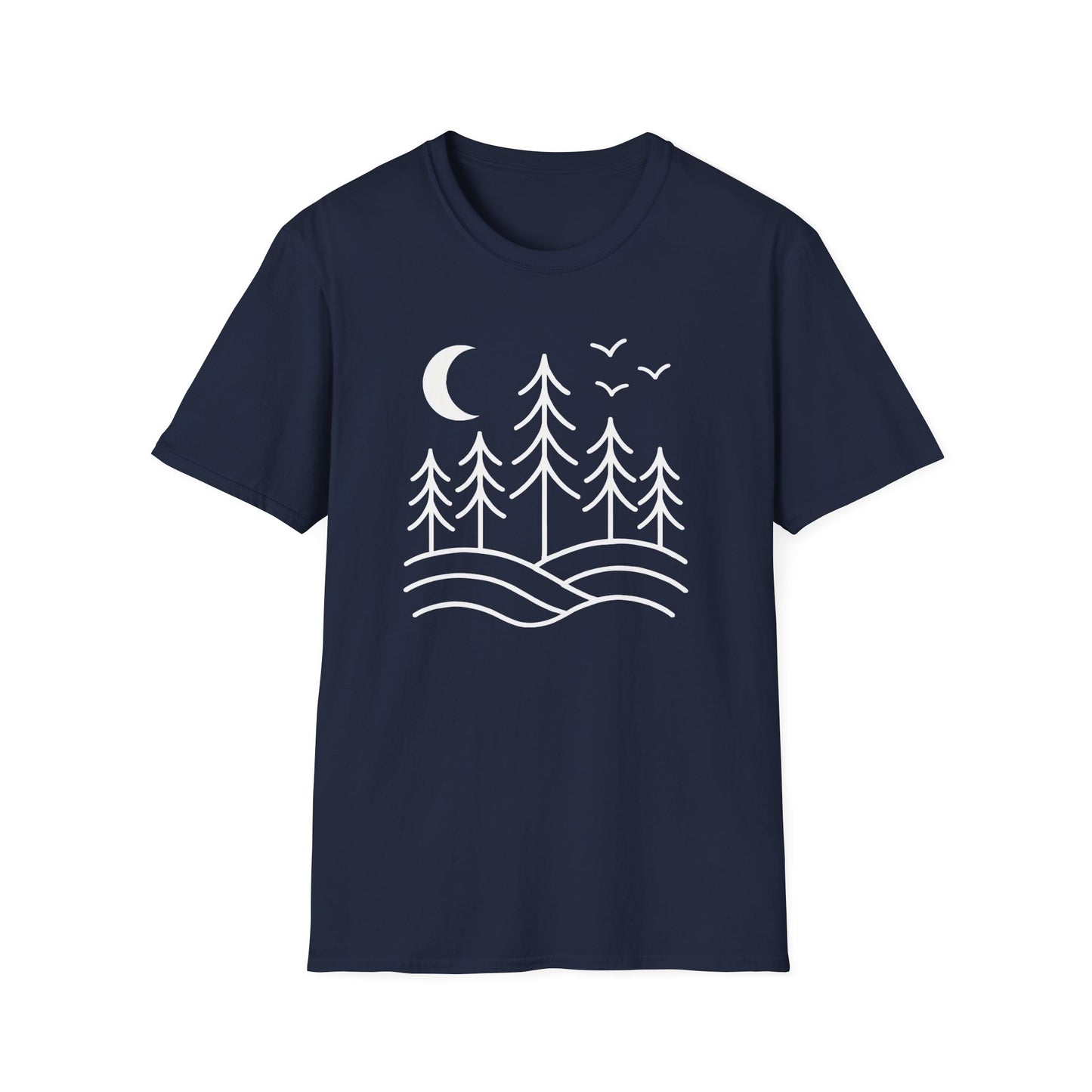 Minimalist Pines Under The Moon T-shirt