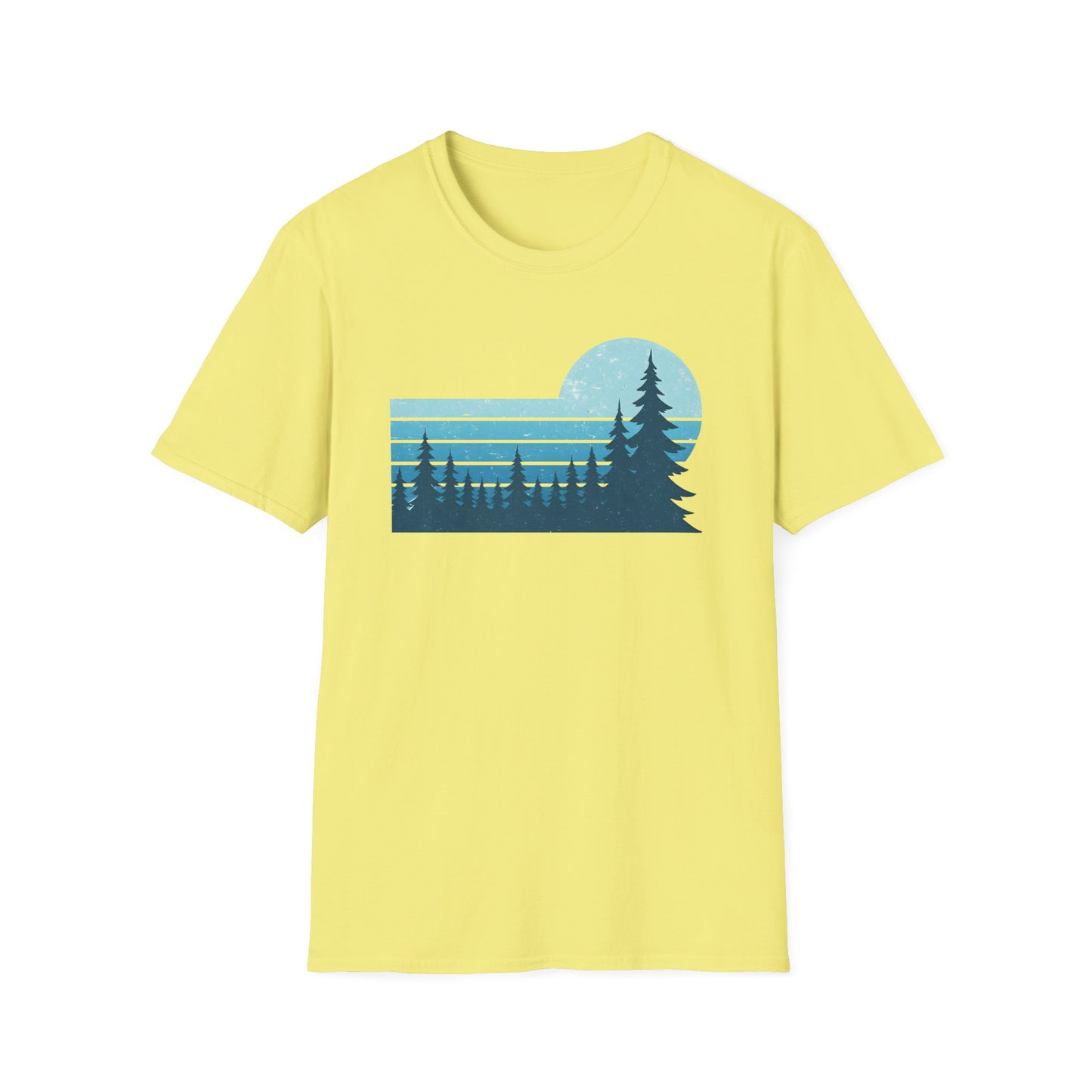Retro Teal Sunset Over Pines T-shirt