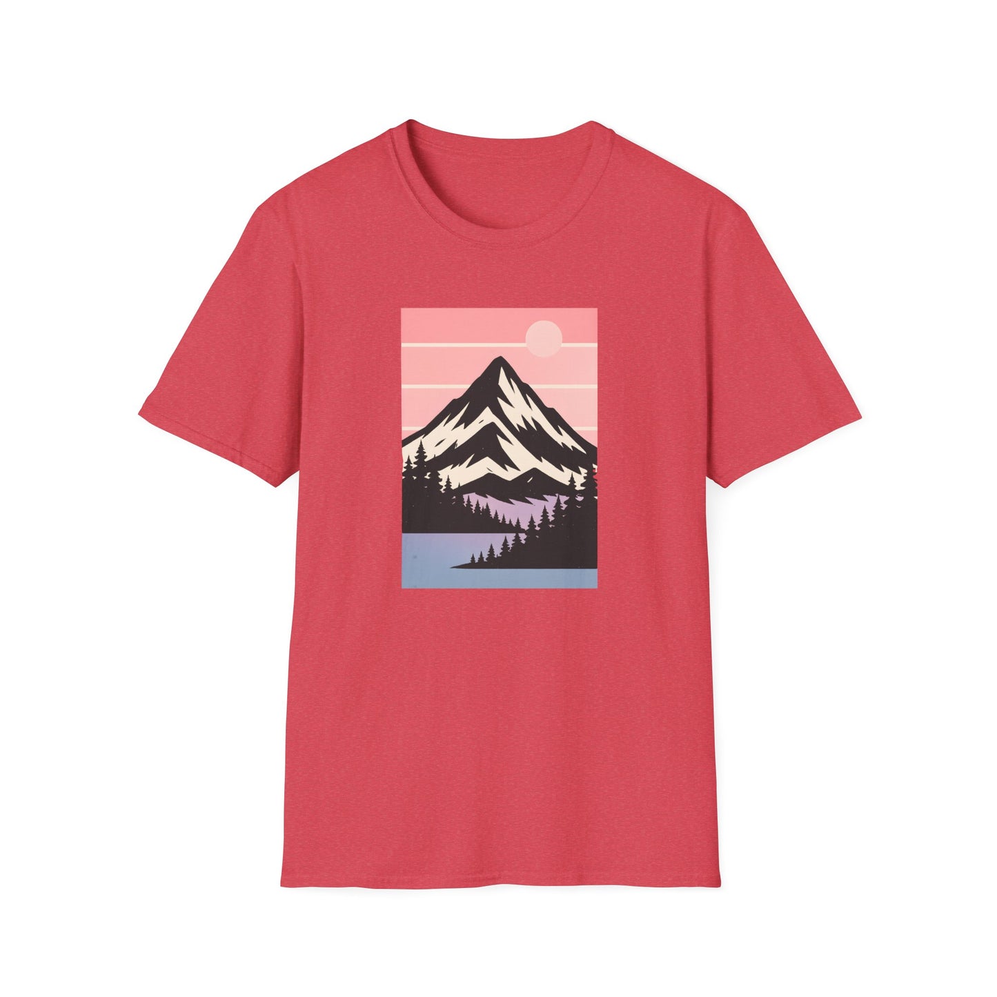 Retro Mountain Peak Pink Sunset T-shirt