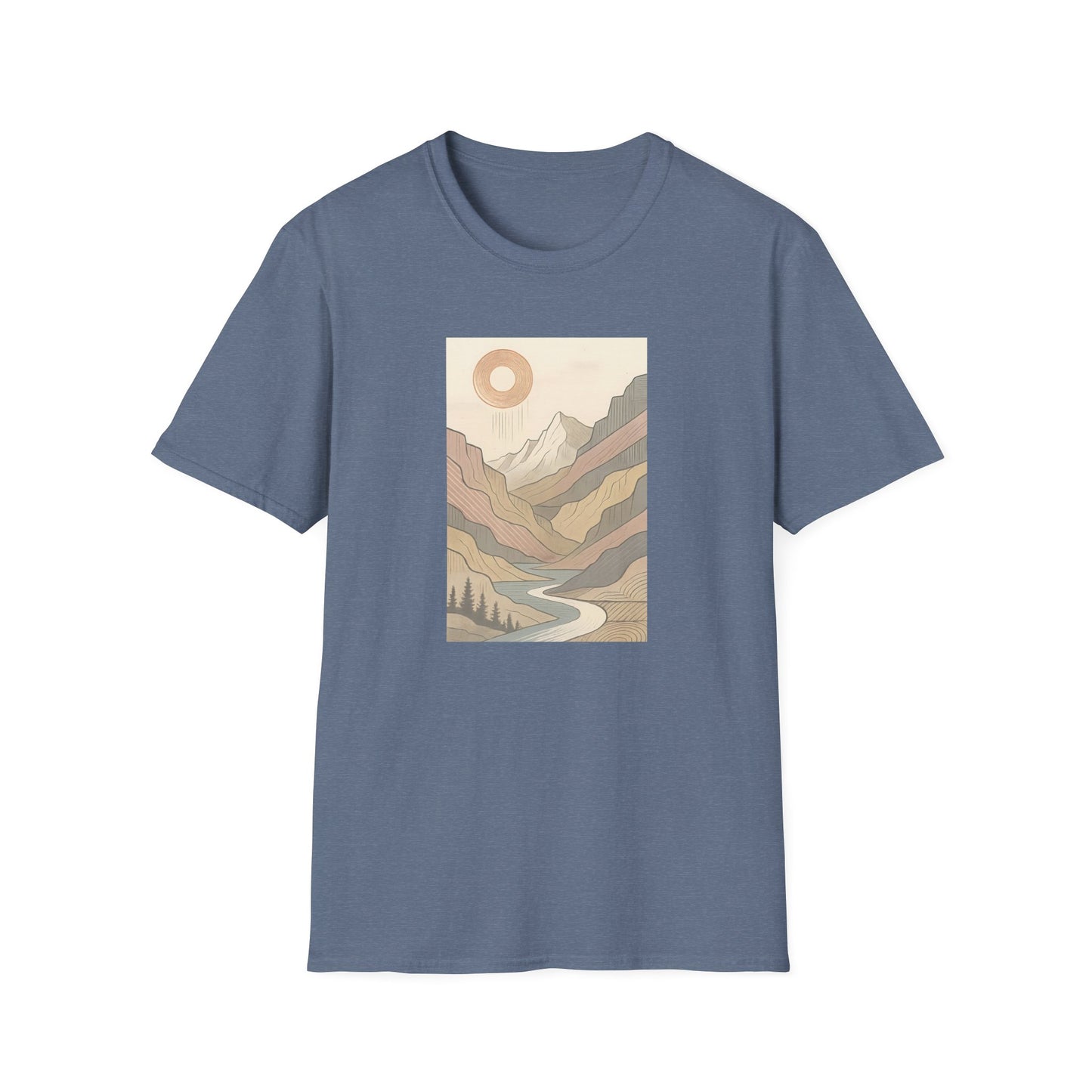 Deep Sun Over Geometrical Mountain Valley T-shirt