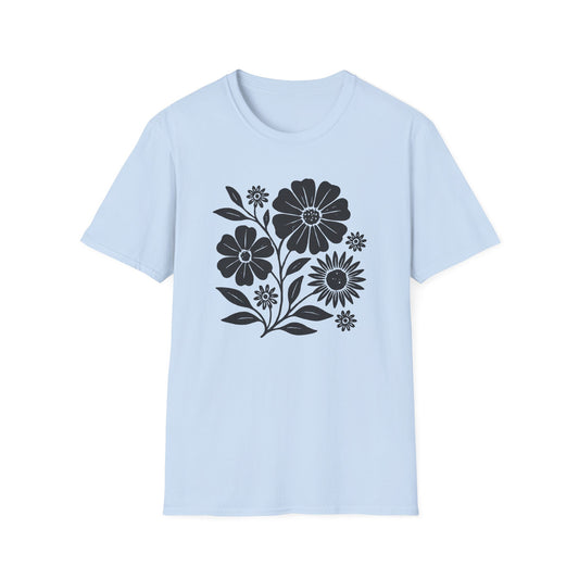 Botanical Portrait Black Ink Print T-shirt