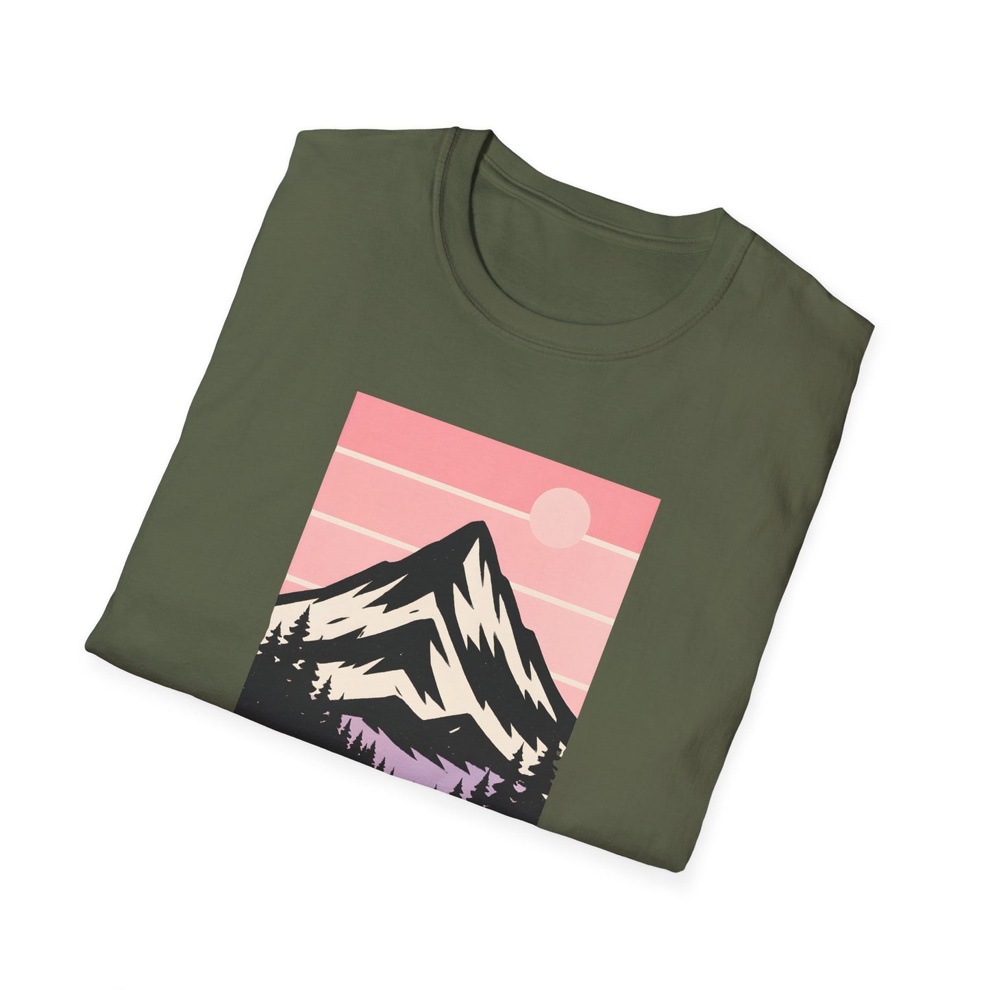 Retro Mountain Peak Pink Sunset T-shirt