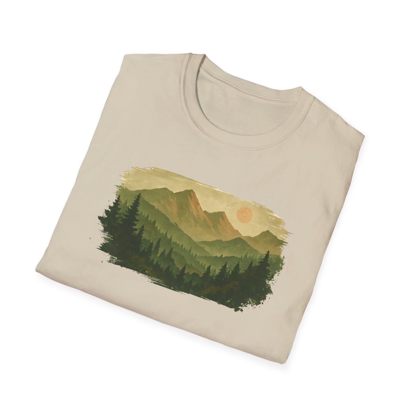 Brushstroke Green Mountain Landscape T-shirt