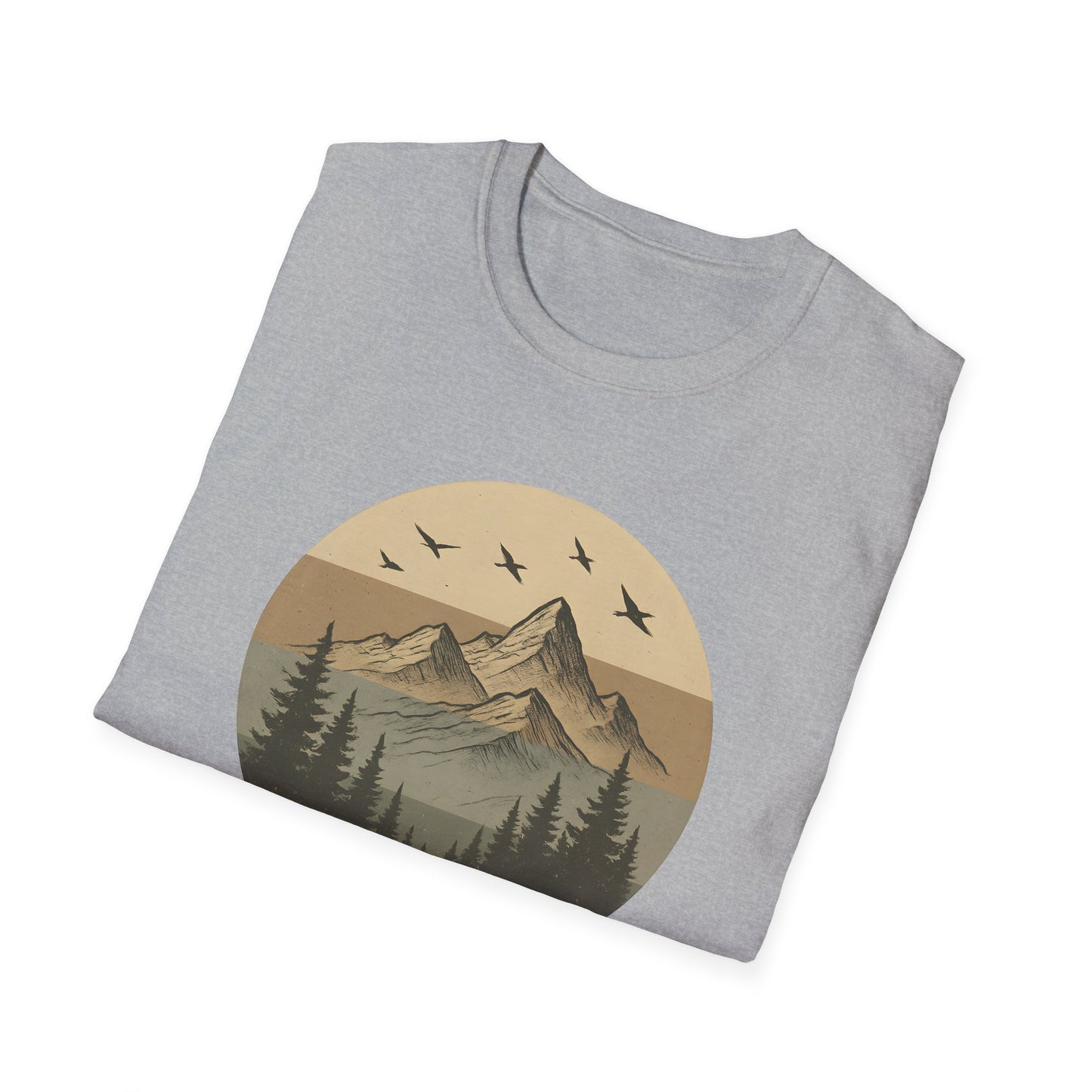 Retro Mountain Landscape Earth Tones T-shirt