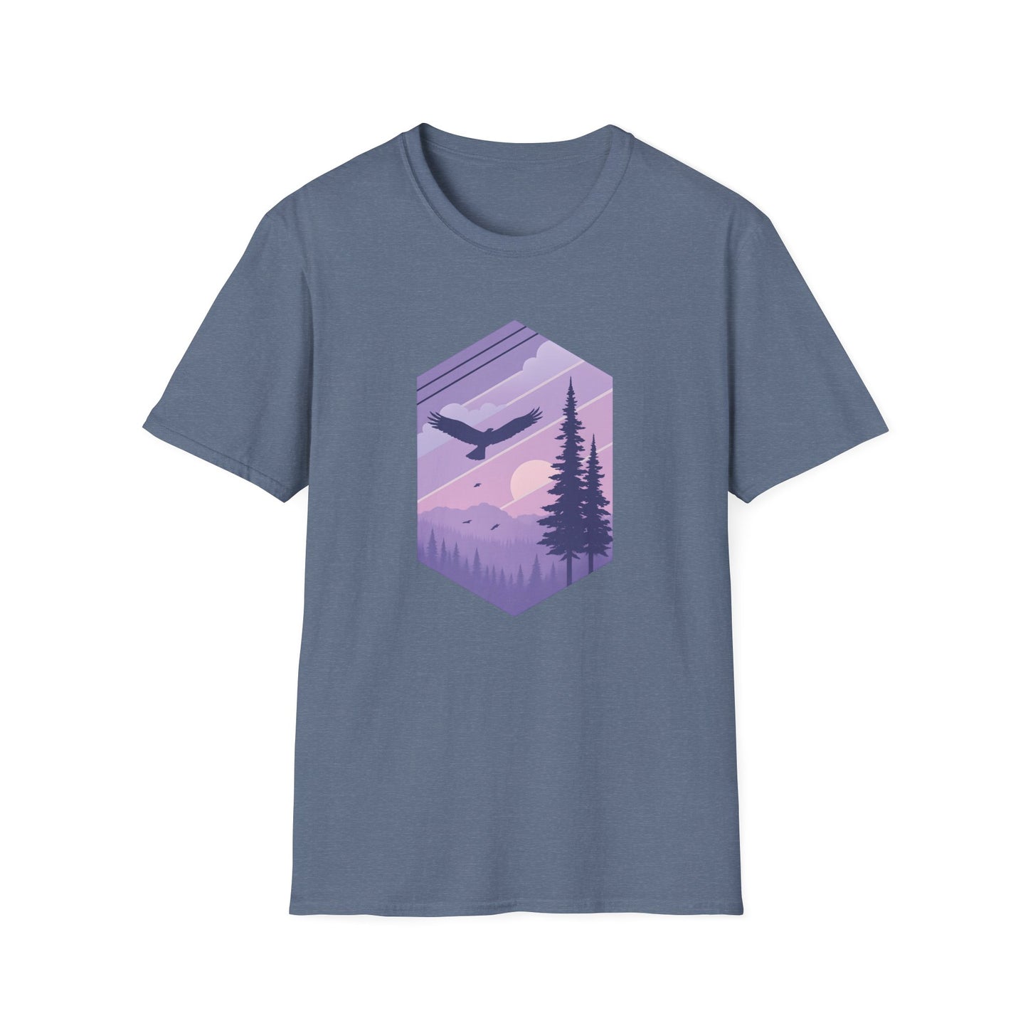 Soaring Eagle Over Purple Pines T-shirt