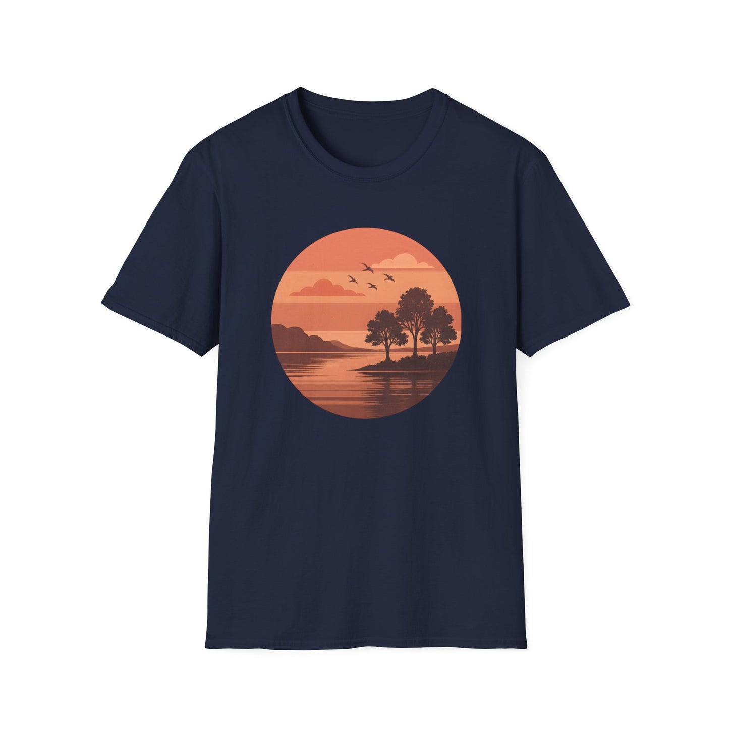 Deep Red Sunset Over Lake T-shirt