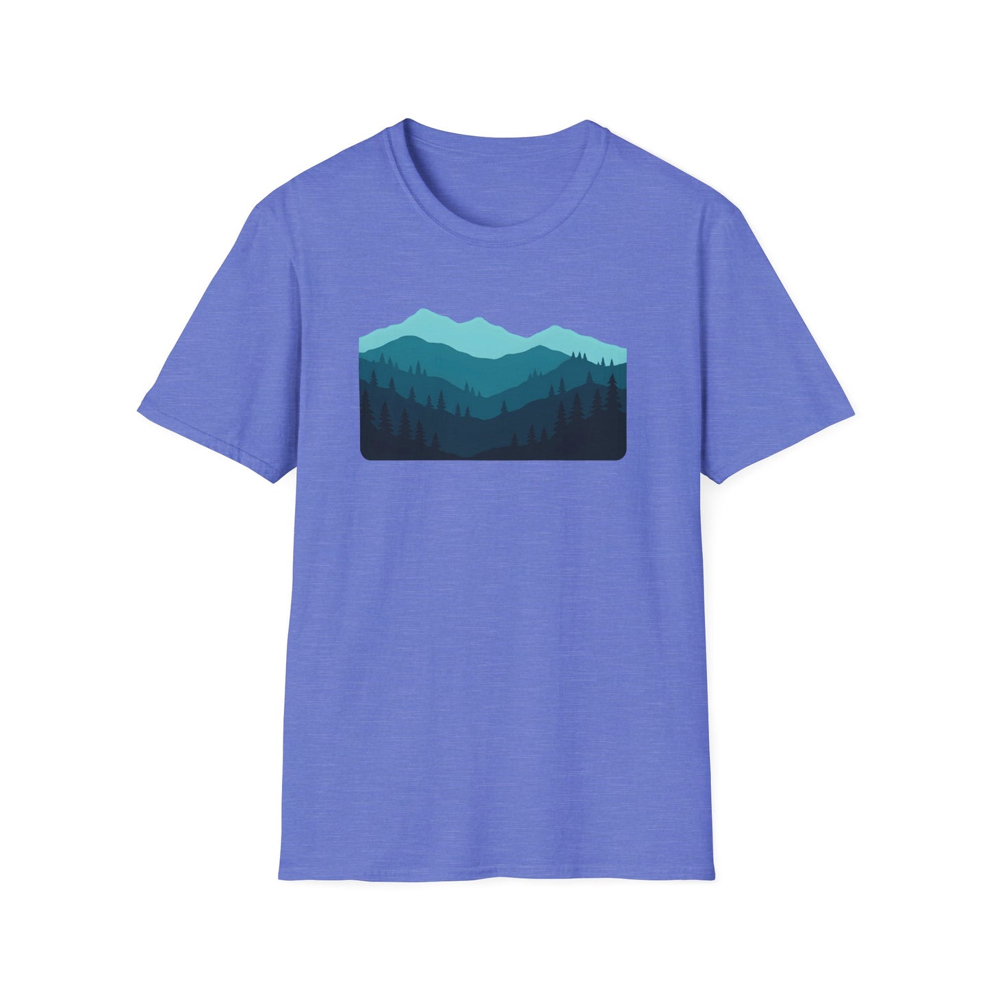 Layered Teal Mountain Landscape T-shirt