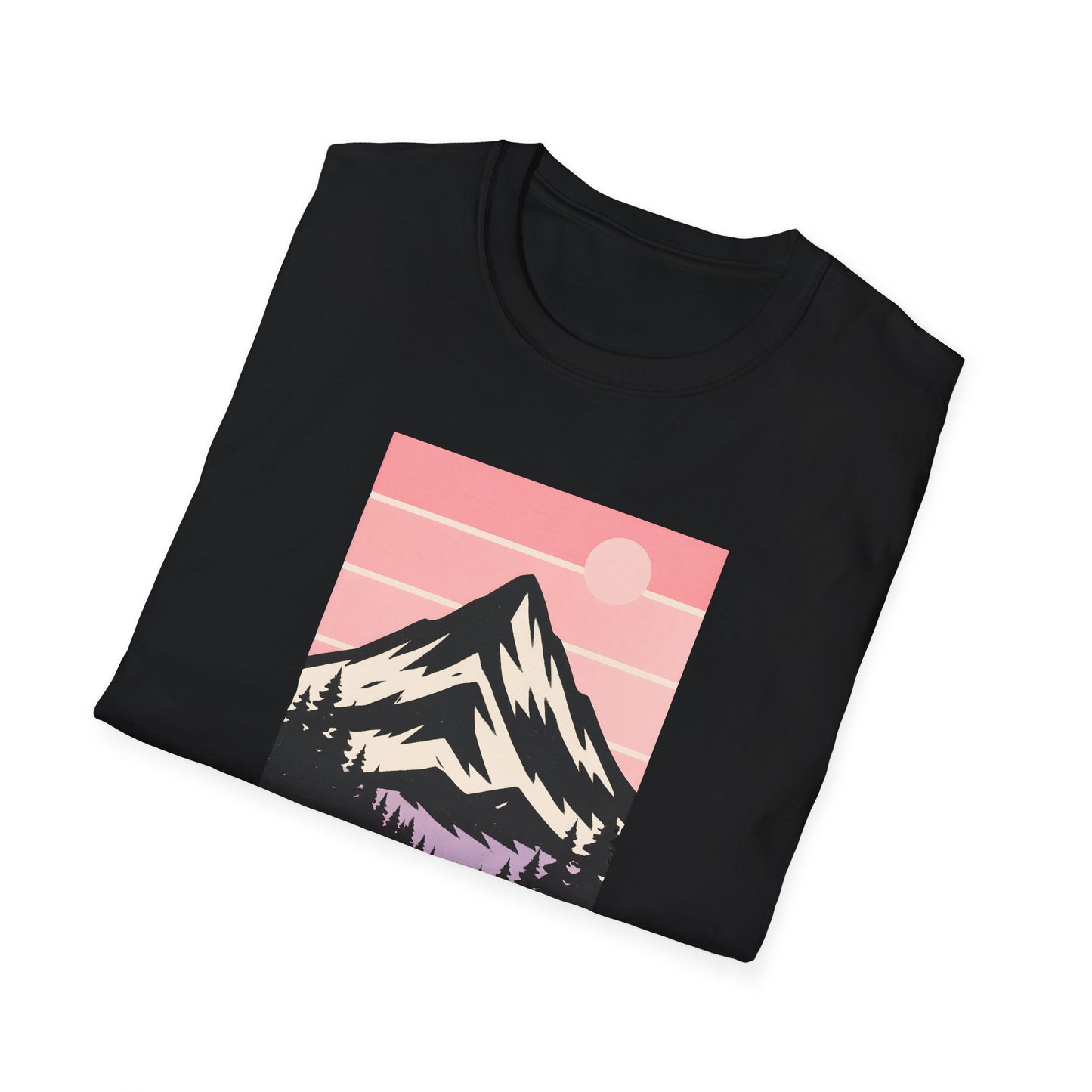 Retro Mountain Peak Pink Sunset T-shirt