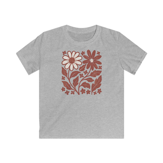 Children's Flower Friends Maroon Ink Print T-shirt