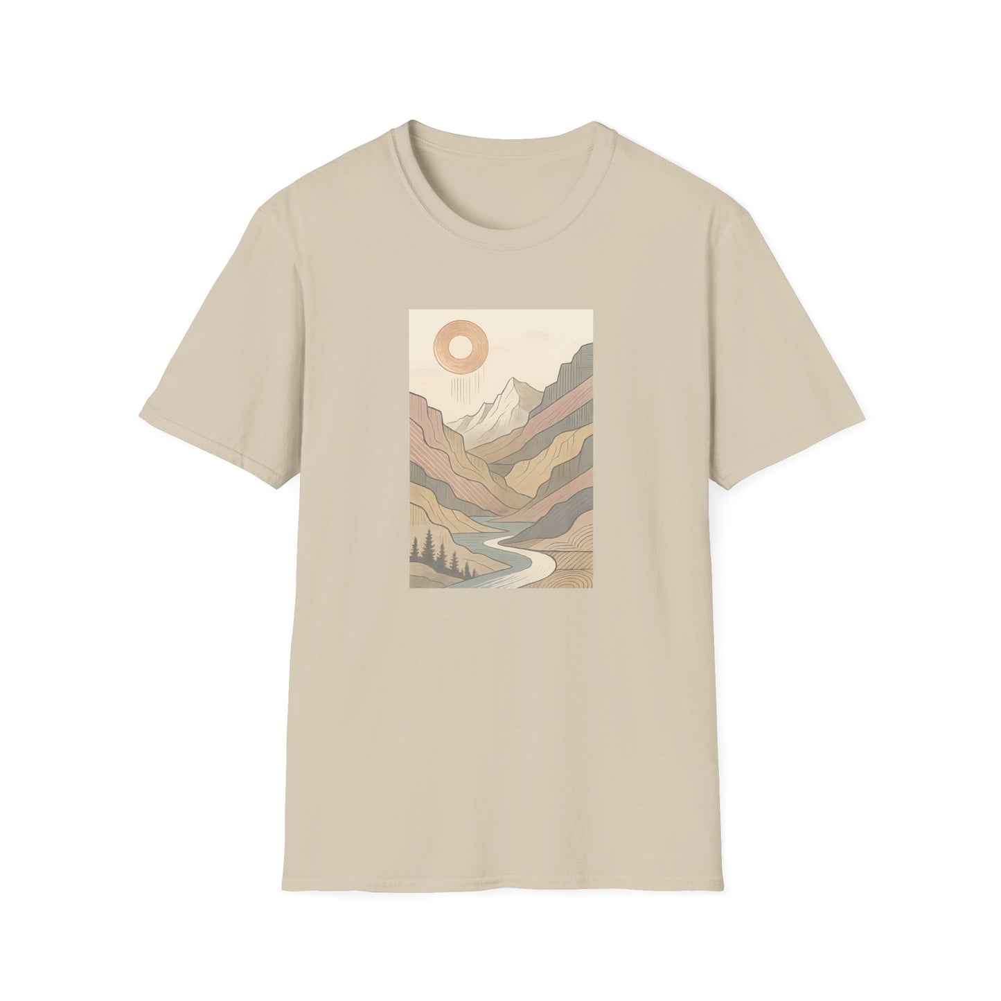 Deep Sun Over Geometrical Mountain Valley T-shirt