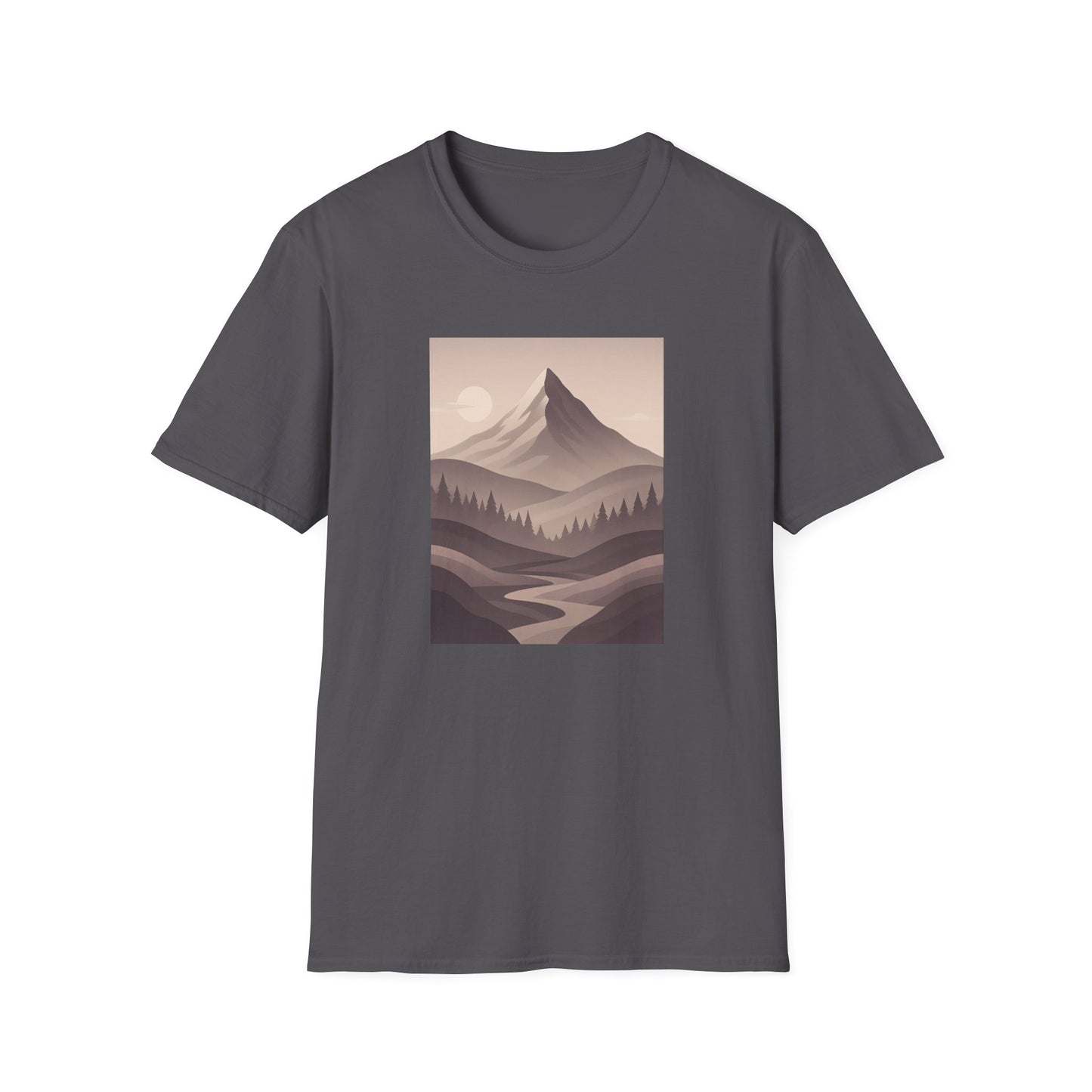 Layered Valley Greyscale Landscape T-shirt