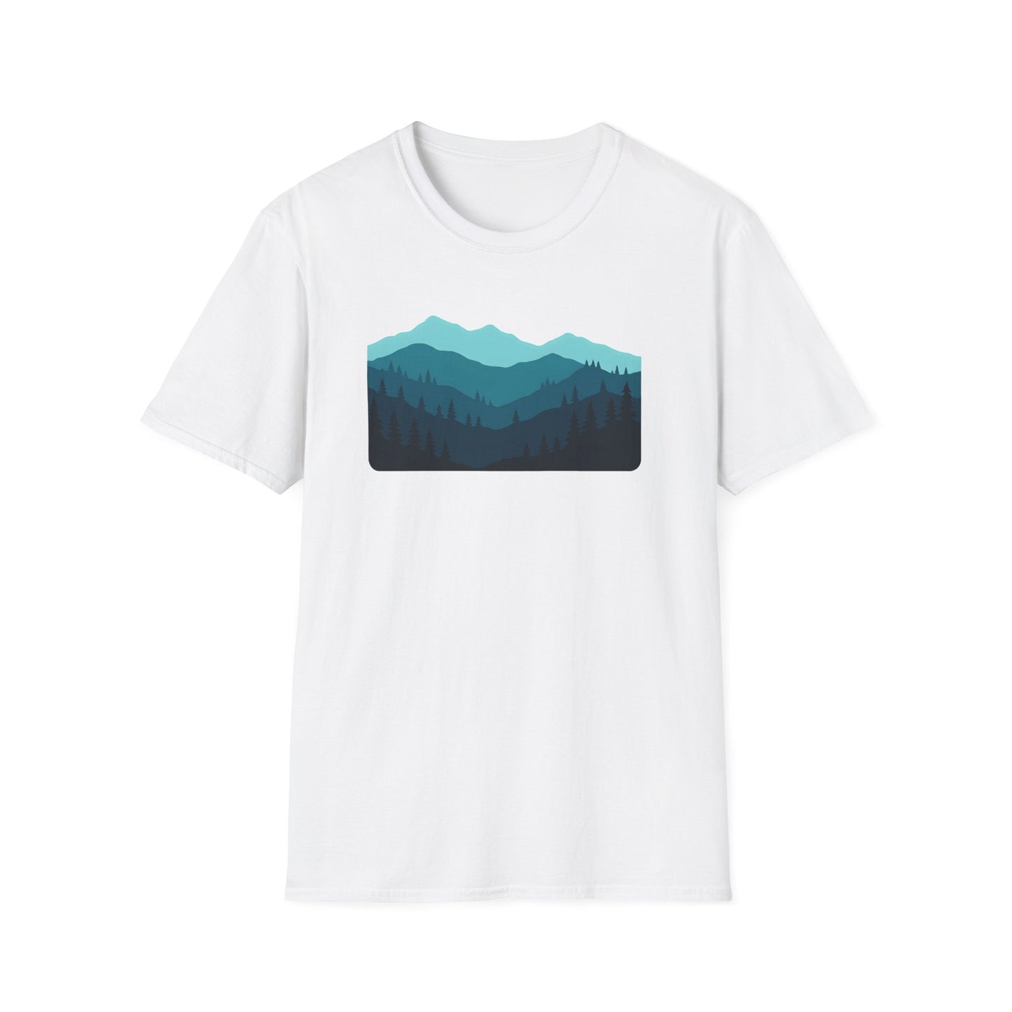 Layered Teal Mountain Landscape T-shirt