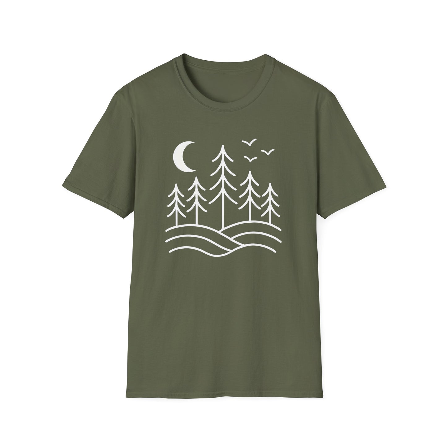 Minimalist Pines Under The Moon T-shirt