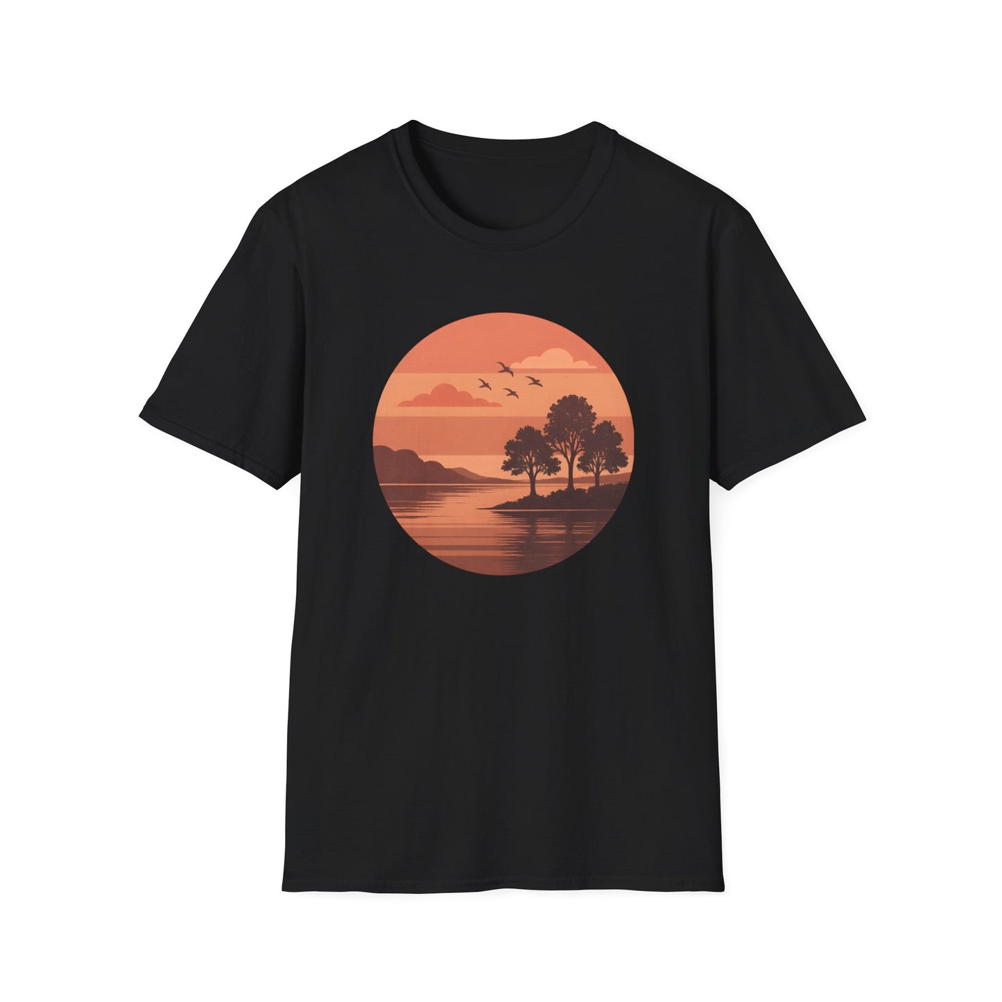 Deep Red Sunset Over Lake T-shirt