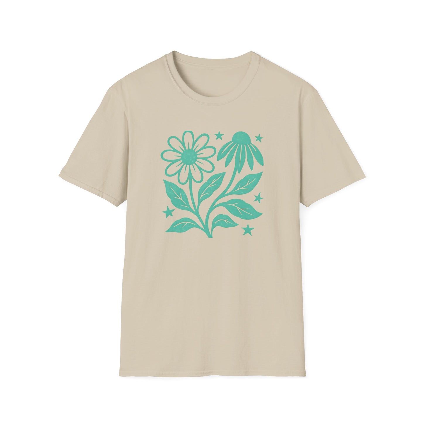 Flowers Under The Stars Ink Print T-shirt