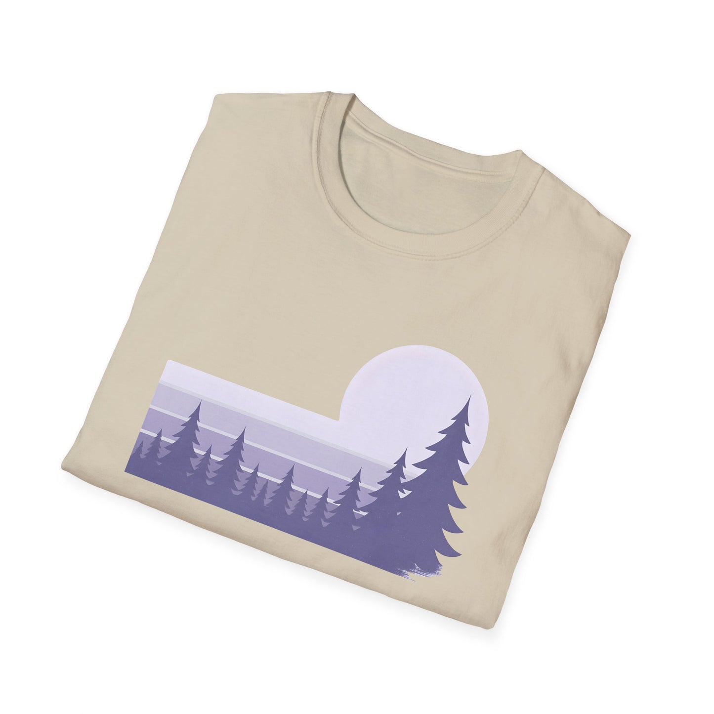 Retro Lilac Sunset Over Pines T-shirt
