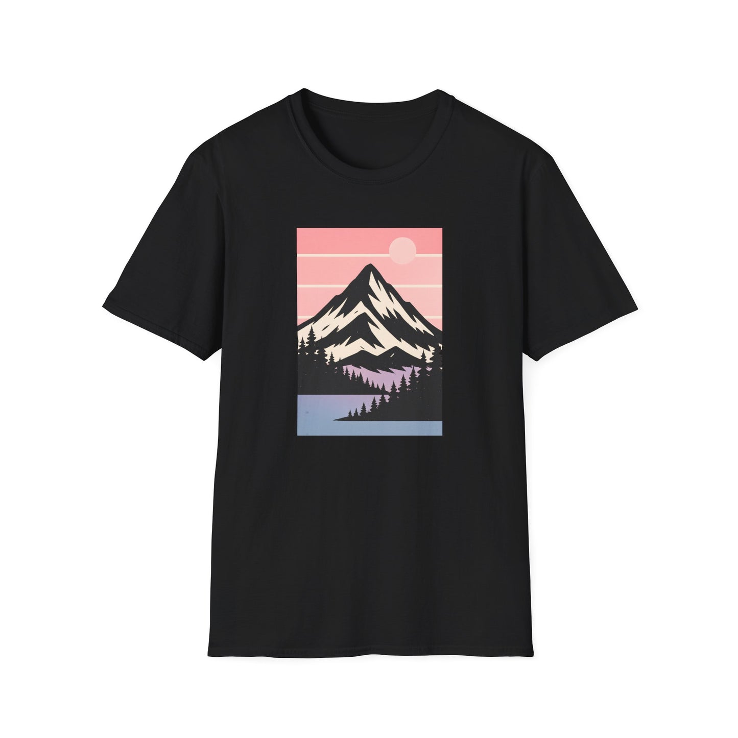 Retro Mountain Peak Pink Sunset T-shirt