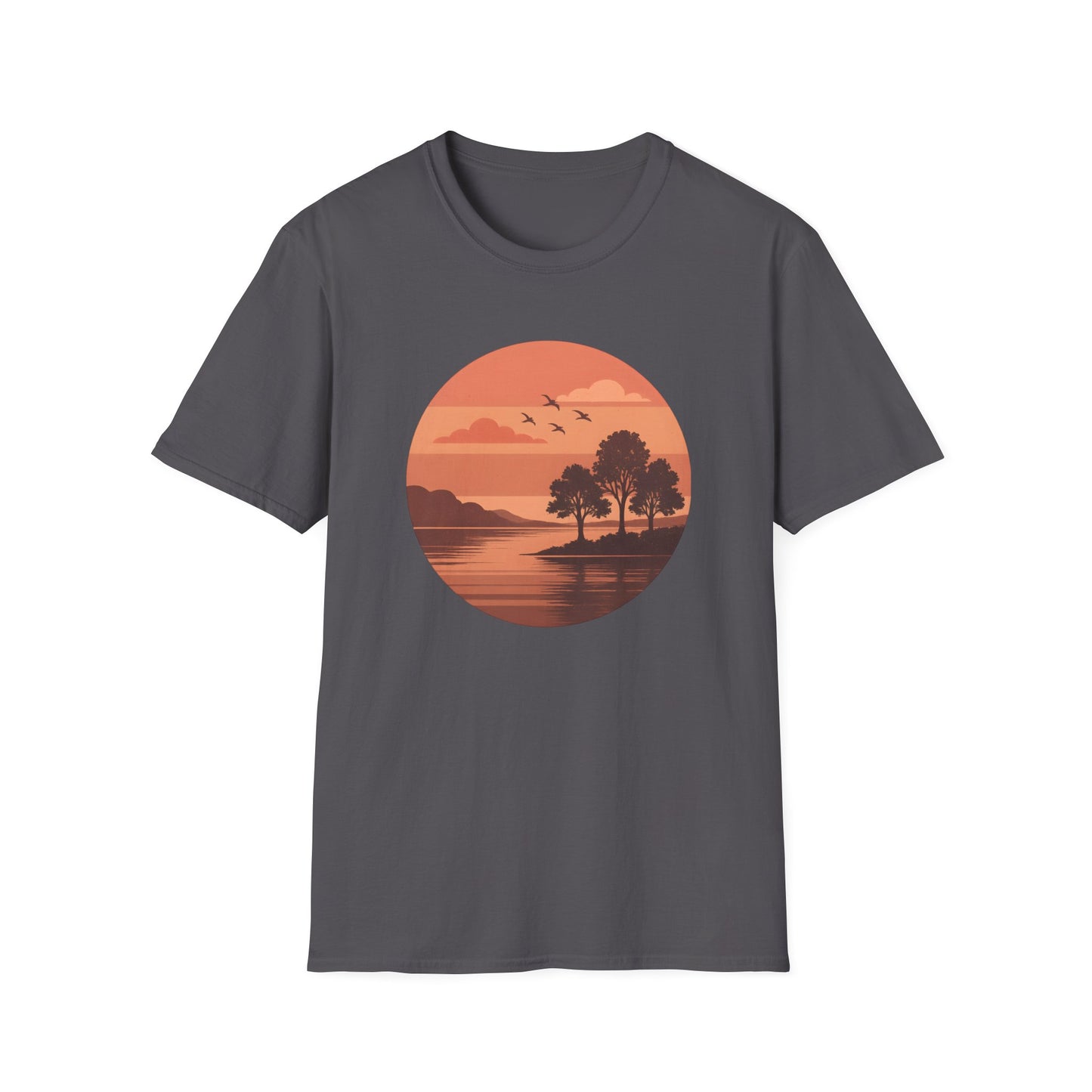 Deep Red Sunset Over Lake T-shirt