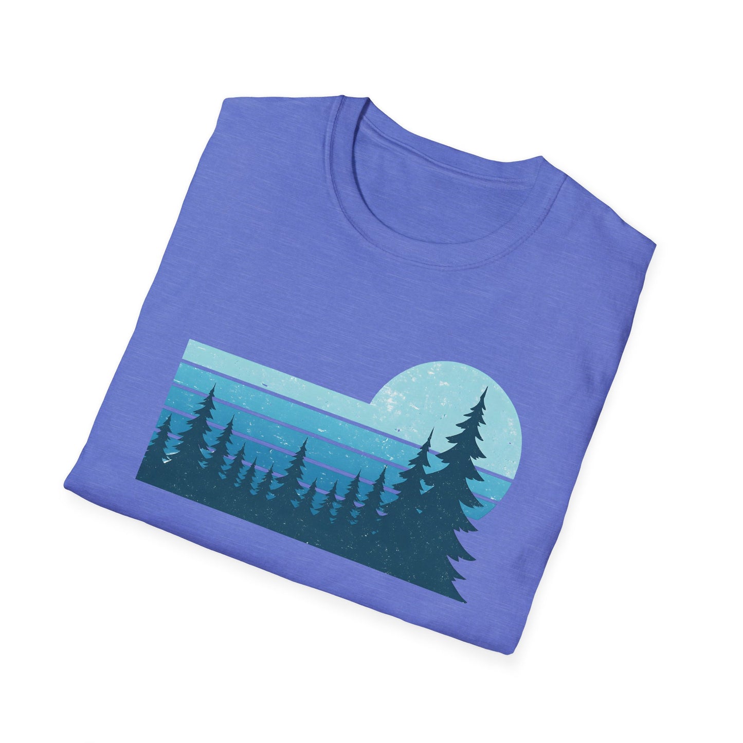 Retro Teal Sunset Over Pines T-shirt