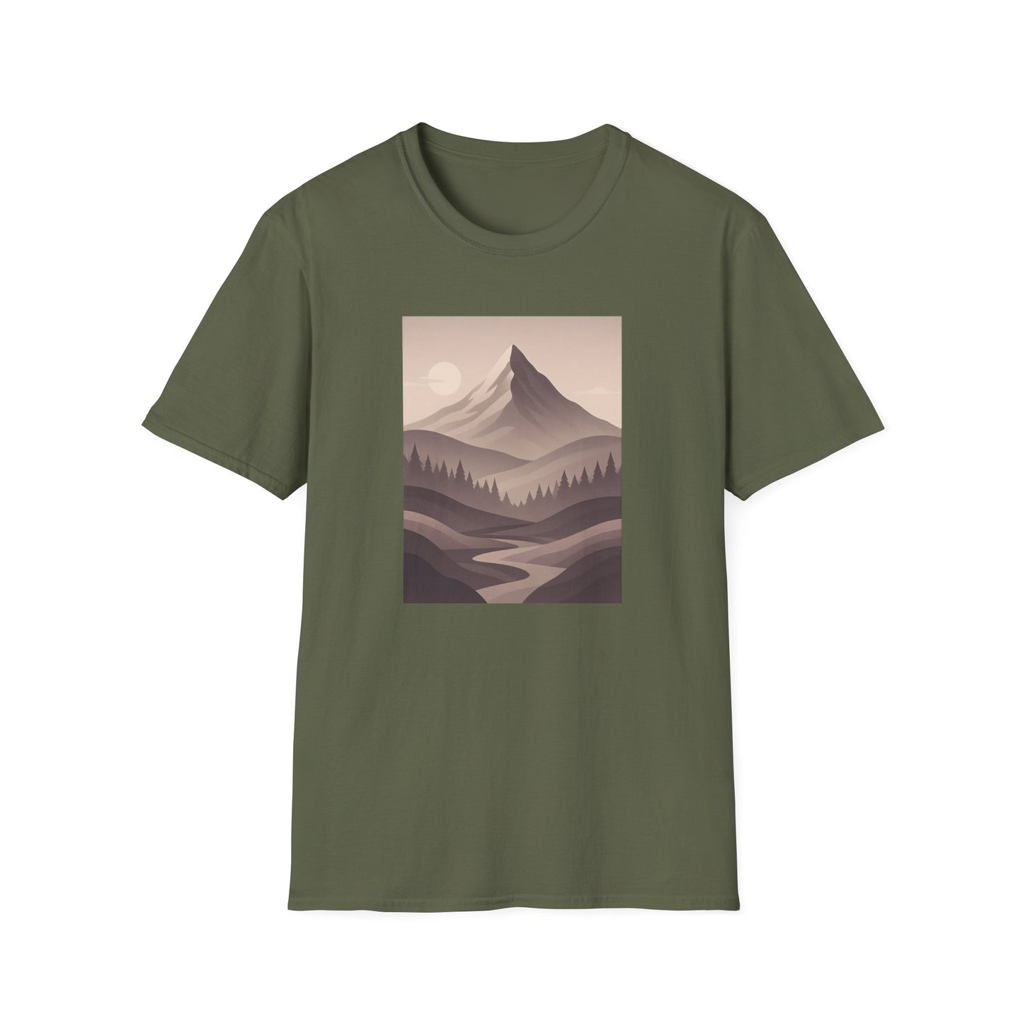 Layered Valley Greyscale Landscape T-shirt