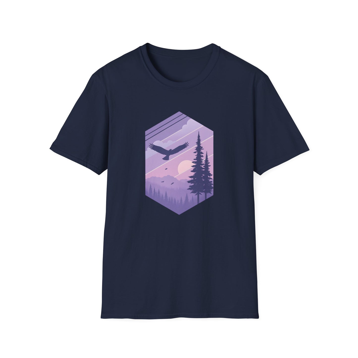 Soaring Eagle Over Purple Pines T-shirt