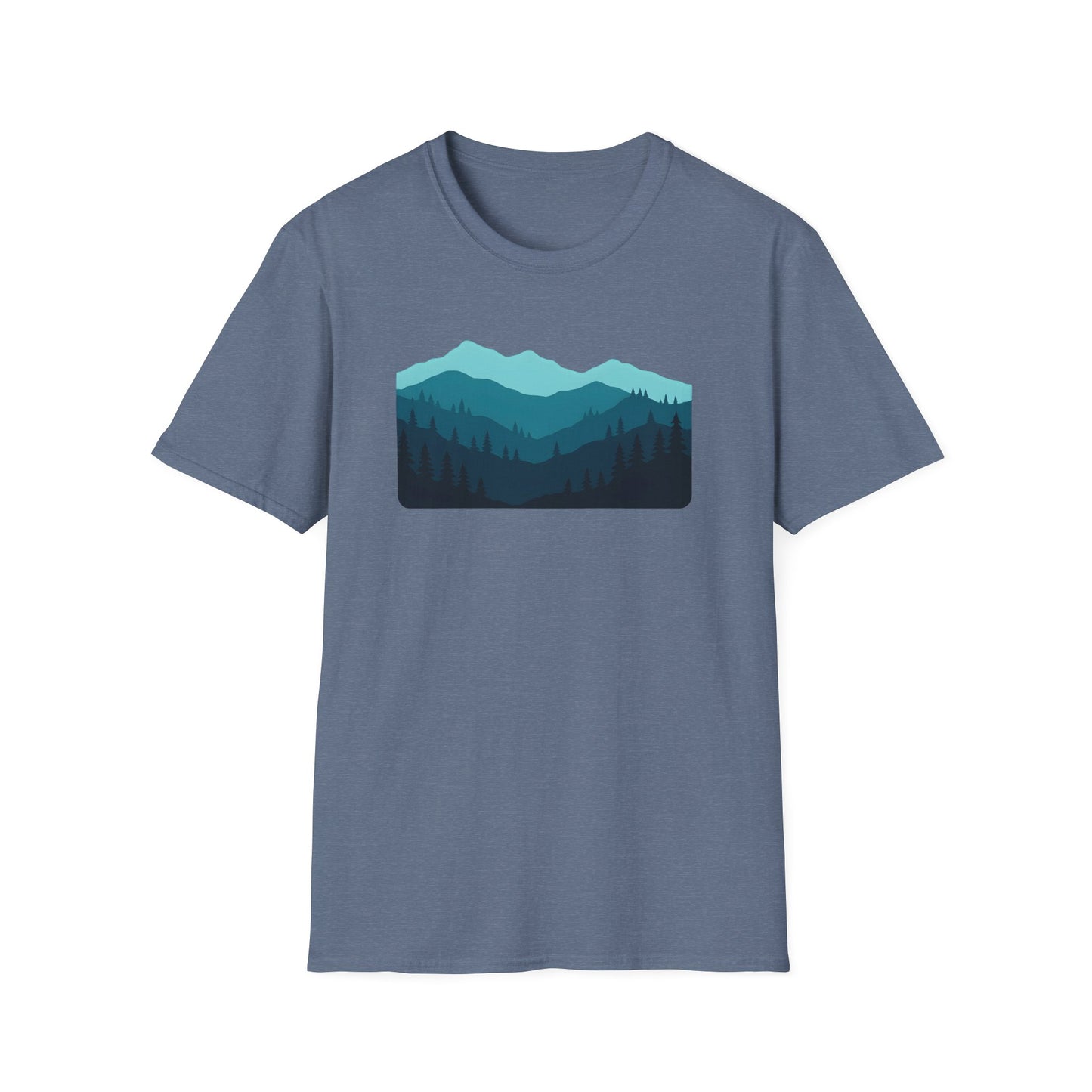 Layered Teal Mountain Landscape T-shirt