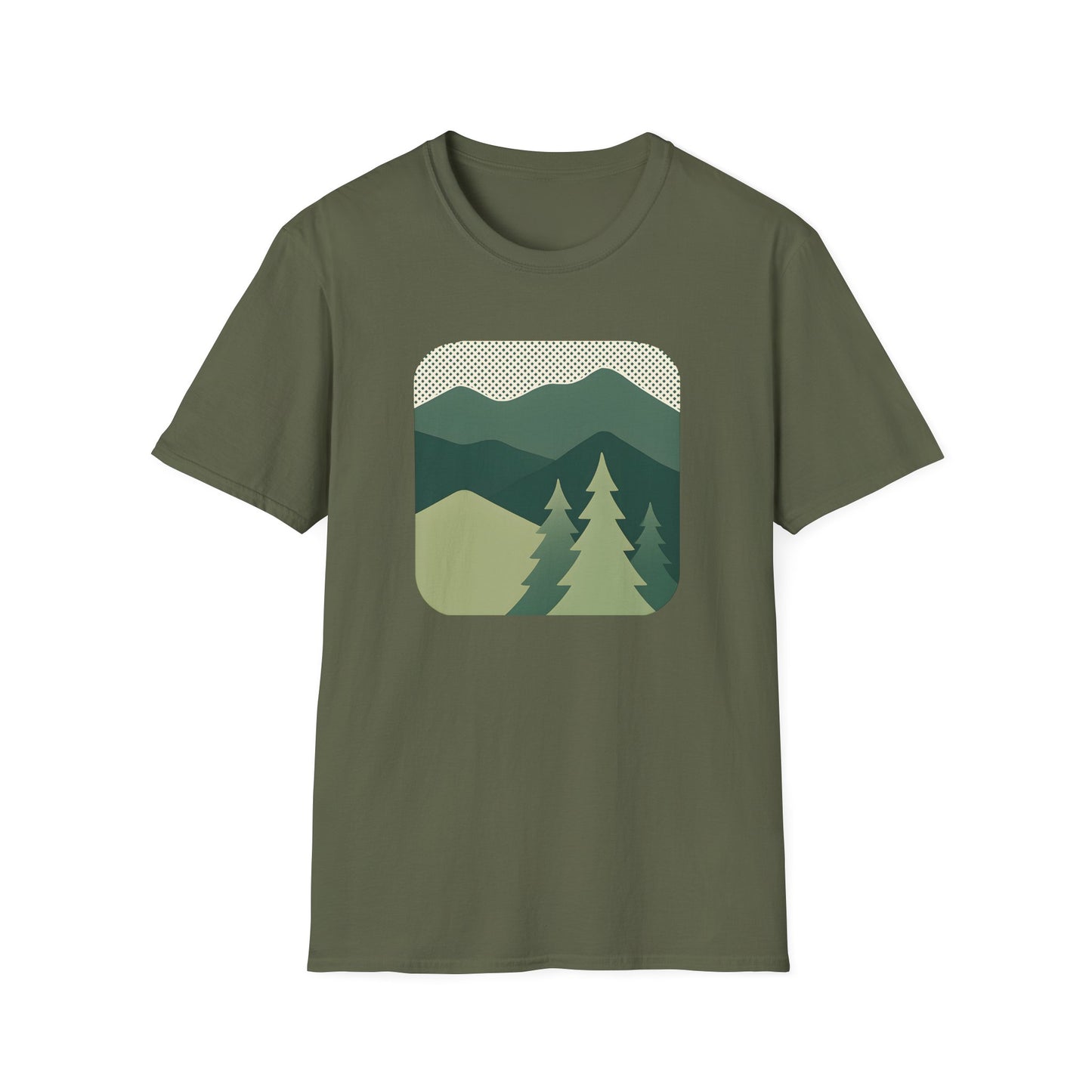 Minimalist Green Mountain Landscape T-shirt