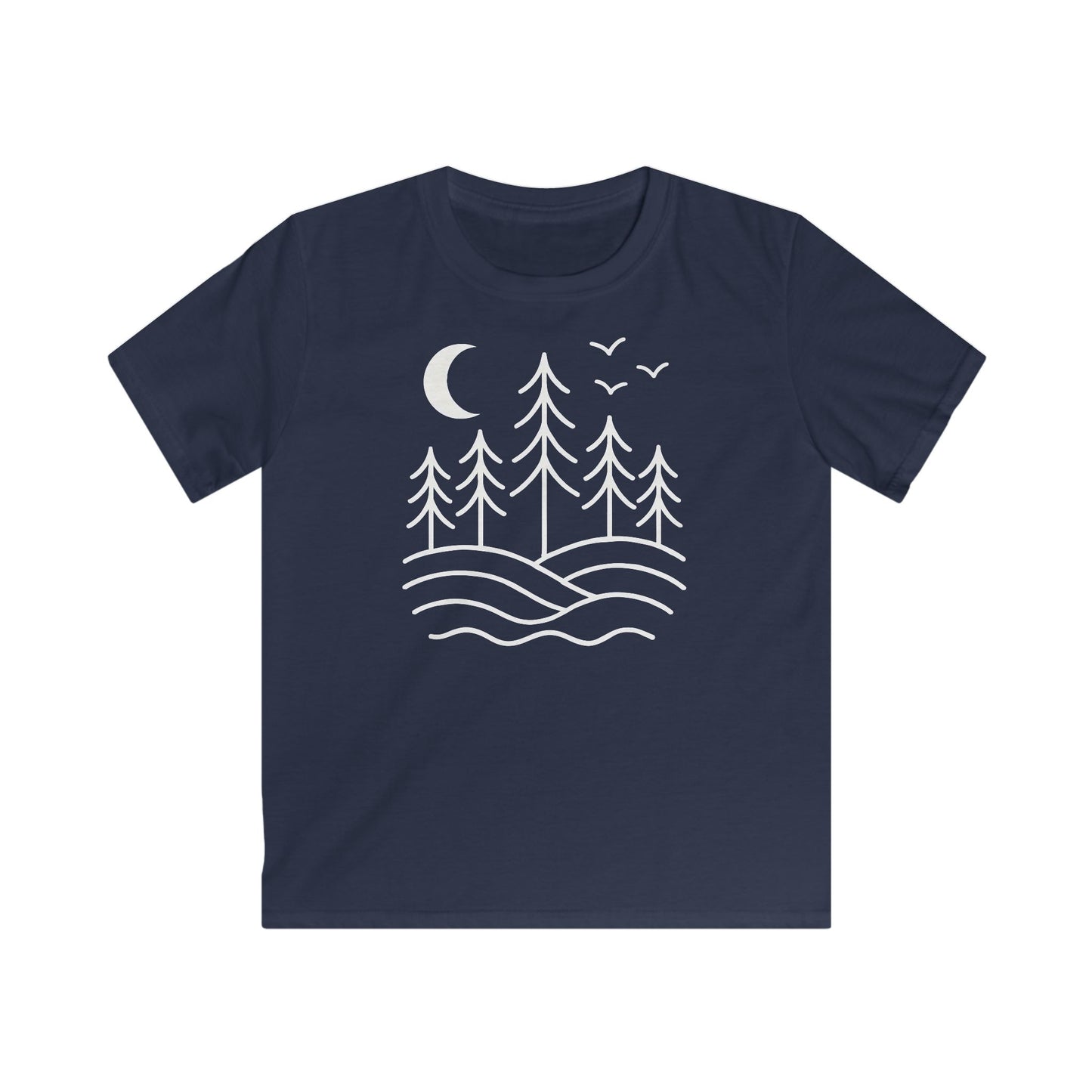 Children's Pines and Birds Under The Moon T-shirt