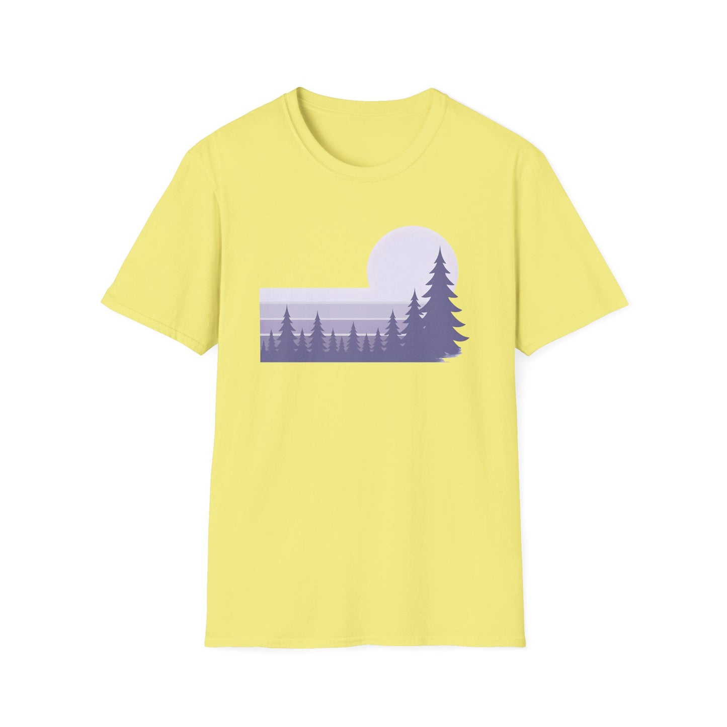 Retro Lilac Sunset Over Pines T-shirt