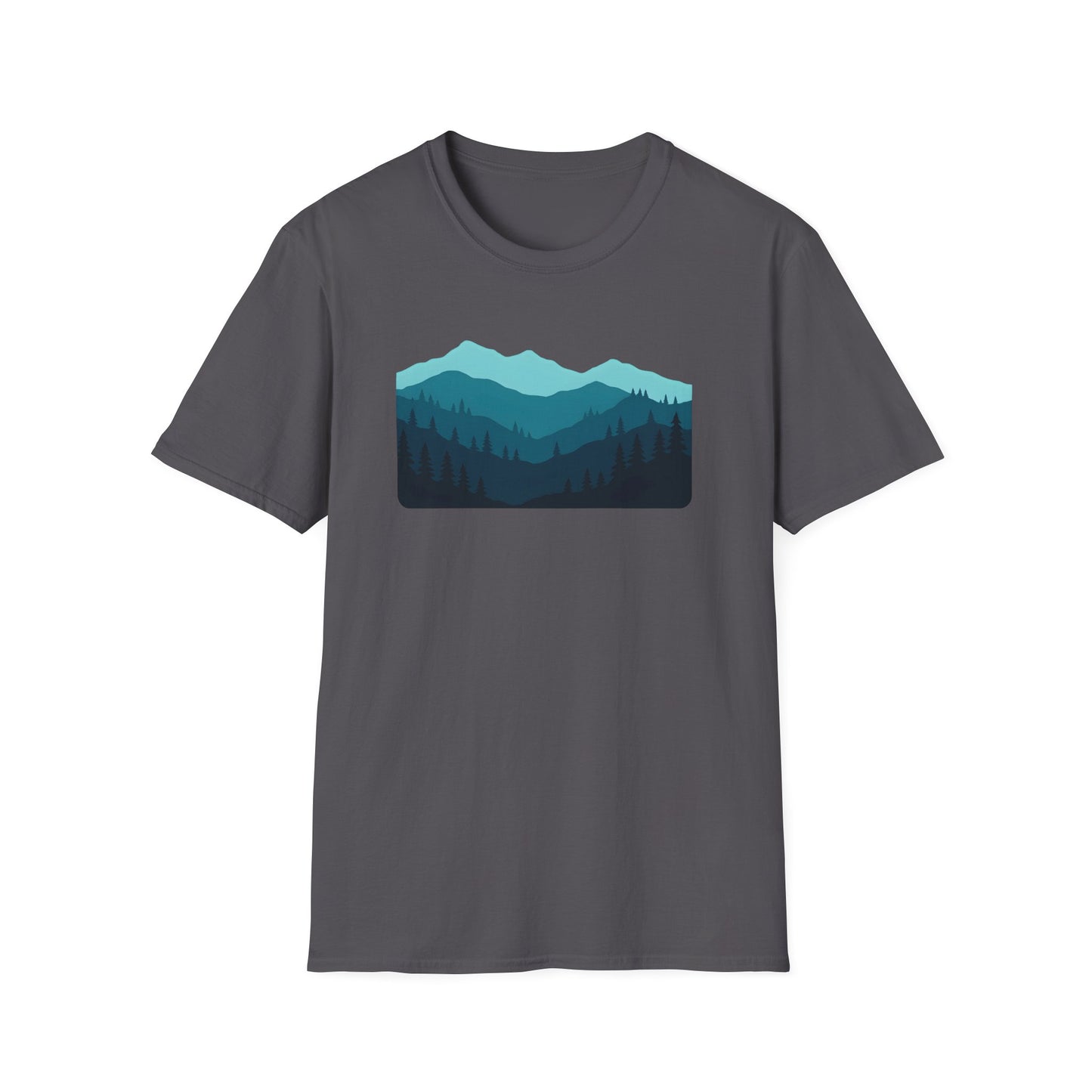 Layered Teal Mountain Landscape T-shirt