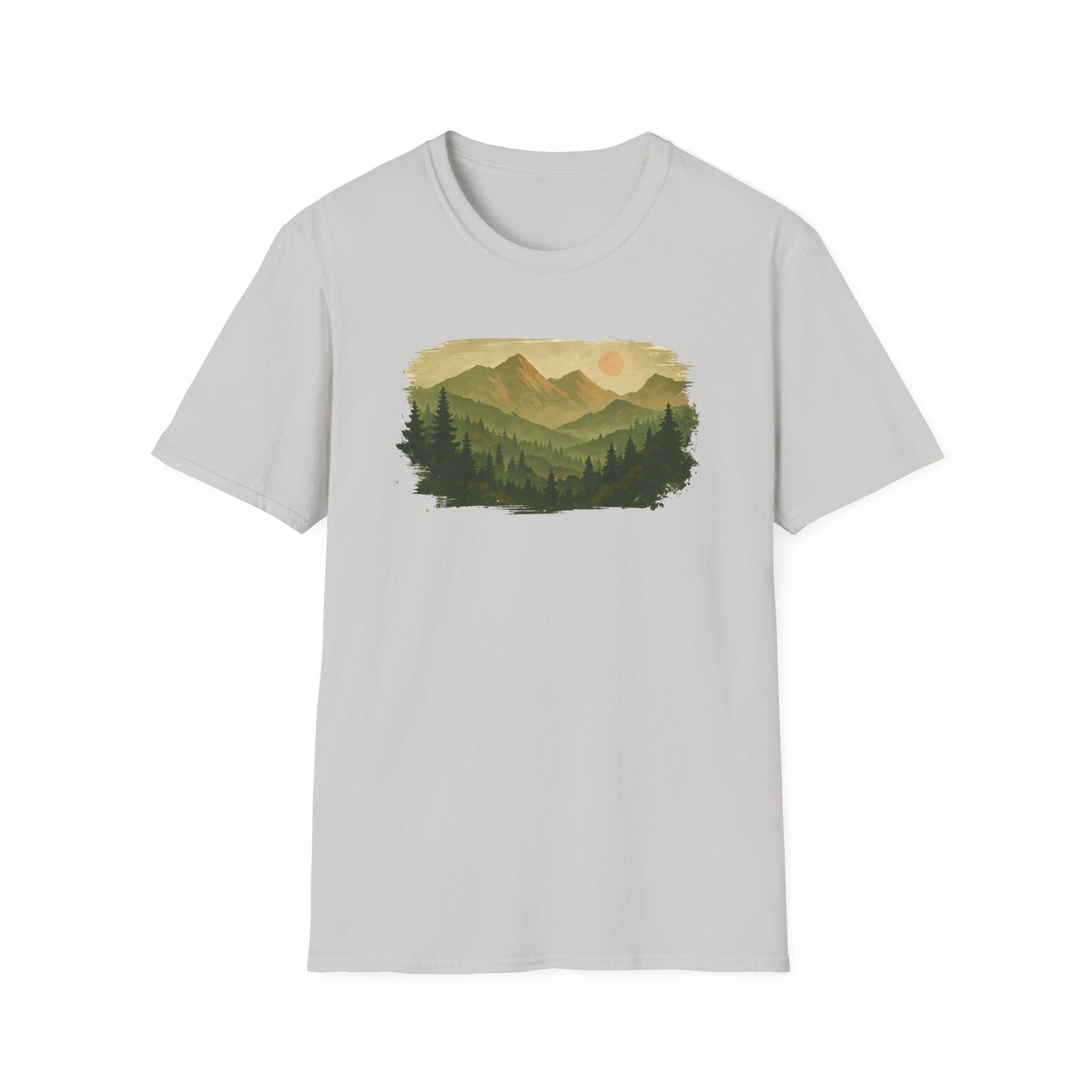 Brushstroke Green Mountain Landscape T-shirt