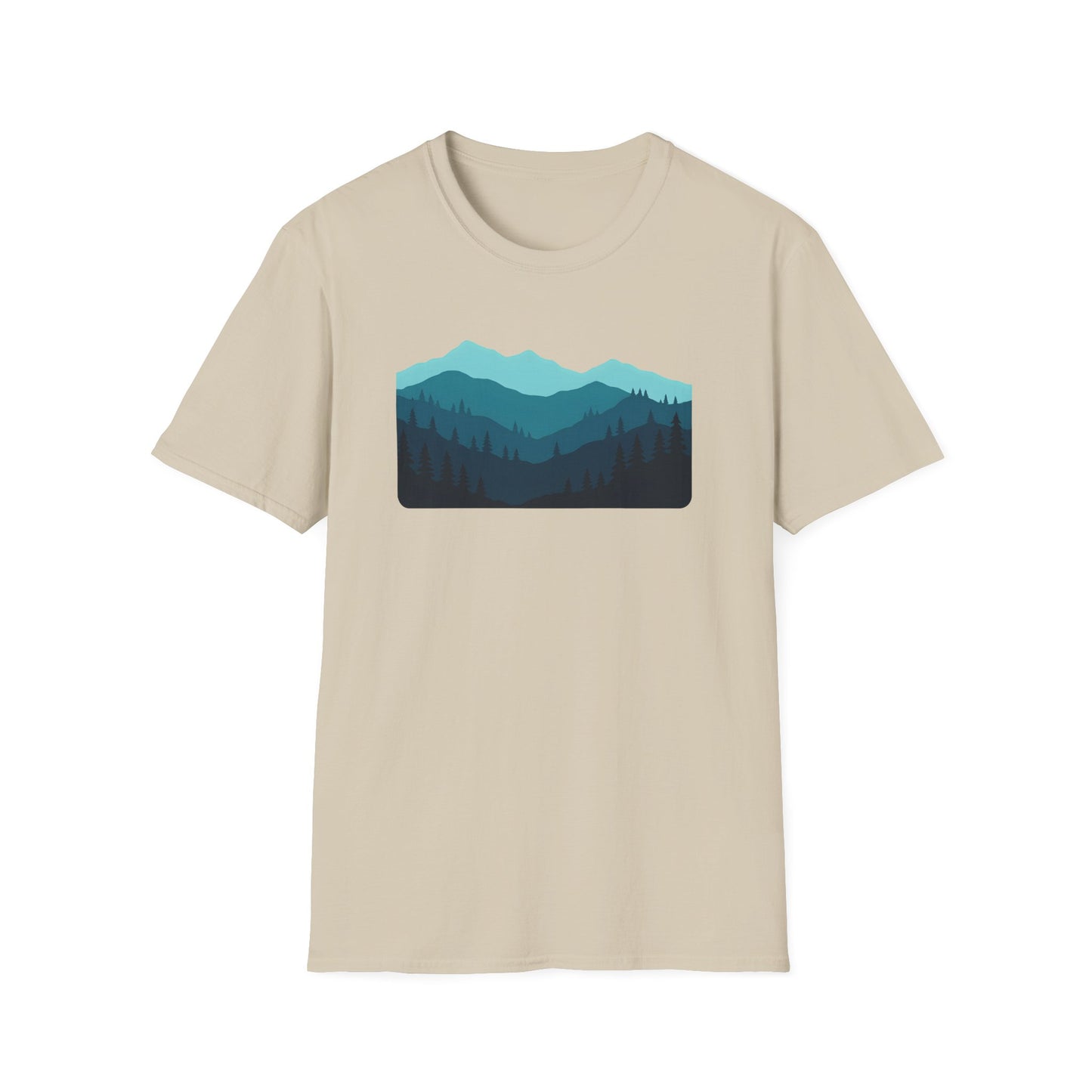 Layered Teal Mountain Landscape T-shirt