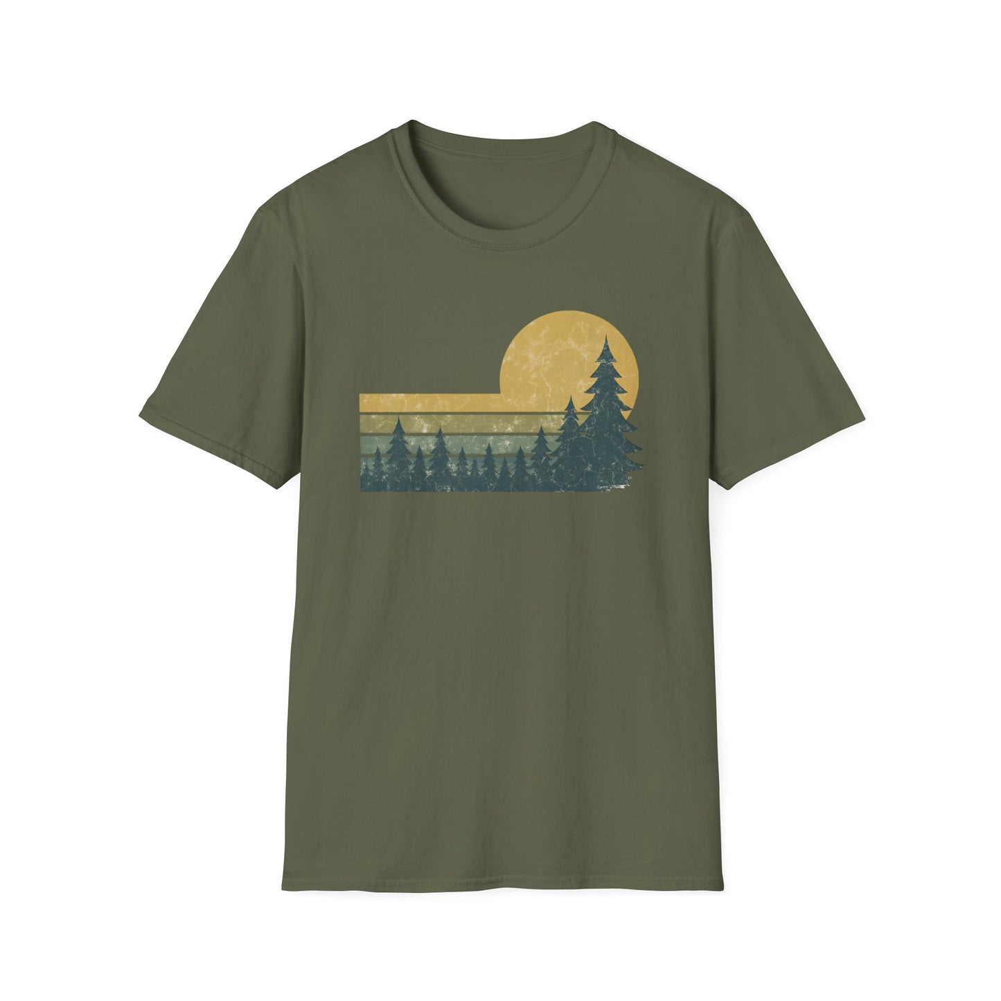 Retro Sunset Over Pines T-shirt